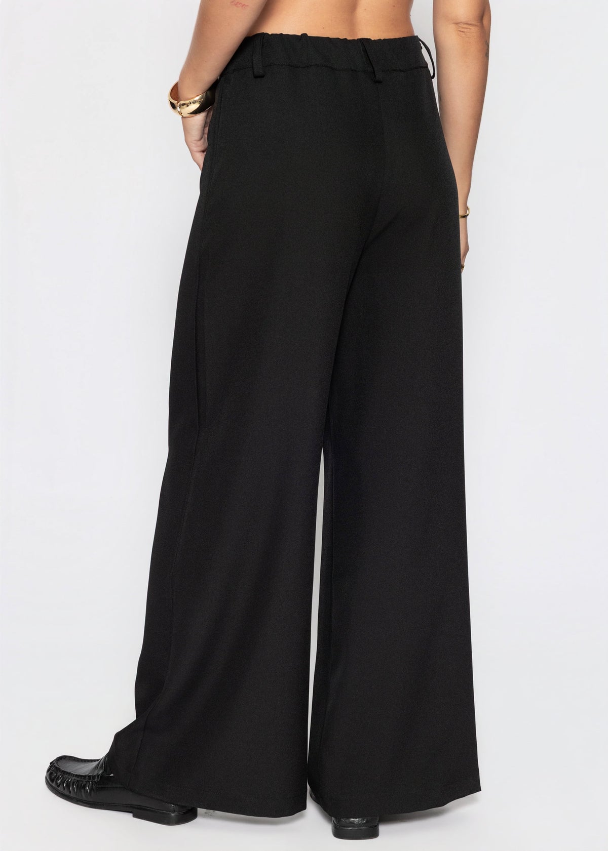High Waist Hose mit weitem Bein - schwarz