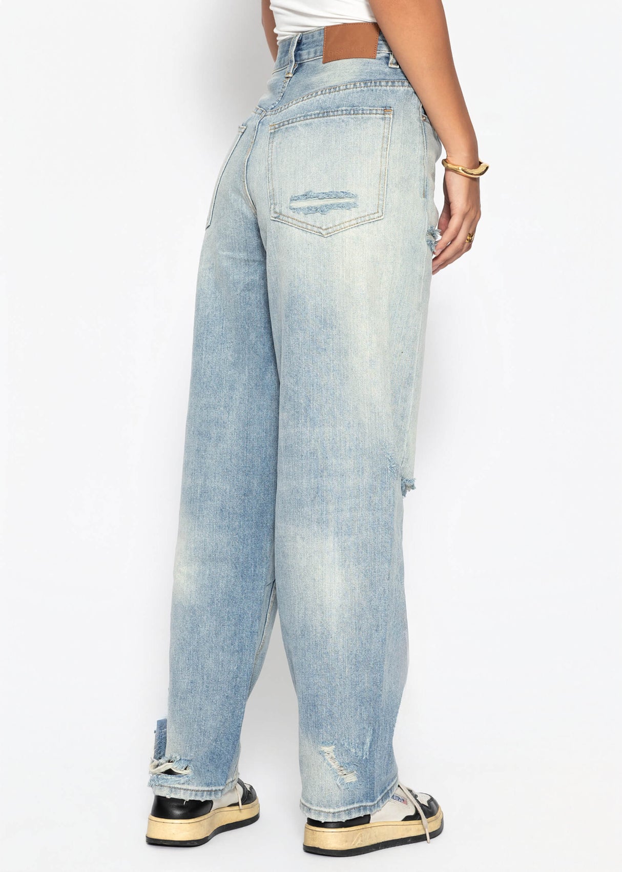 High Waist Jeans im Destroyed-Look - blau