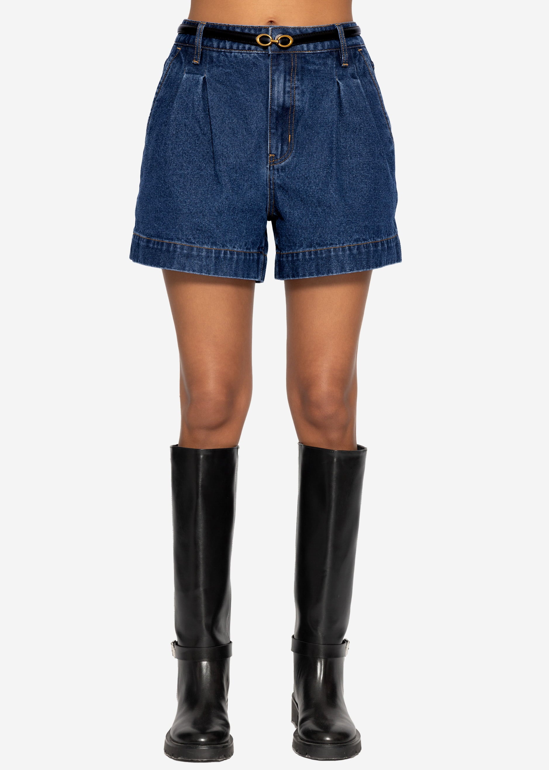 High Waist Jeans Shorts - dunkelblau