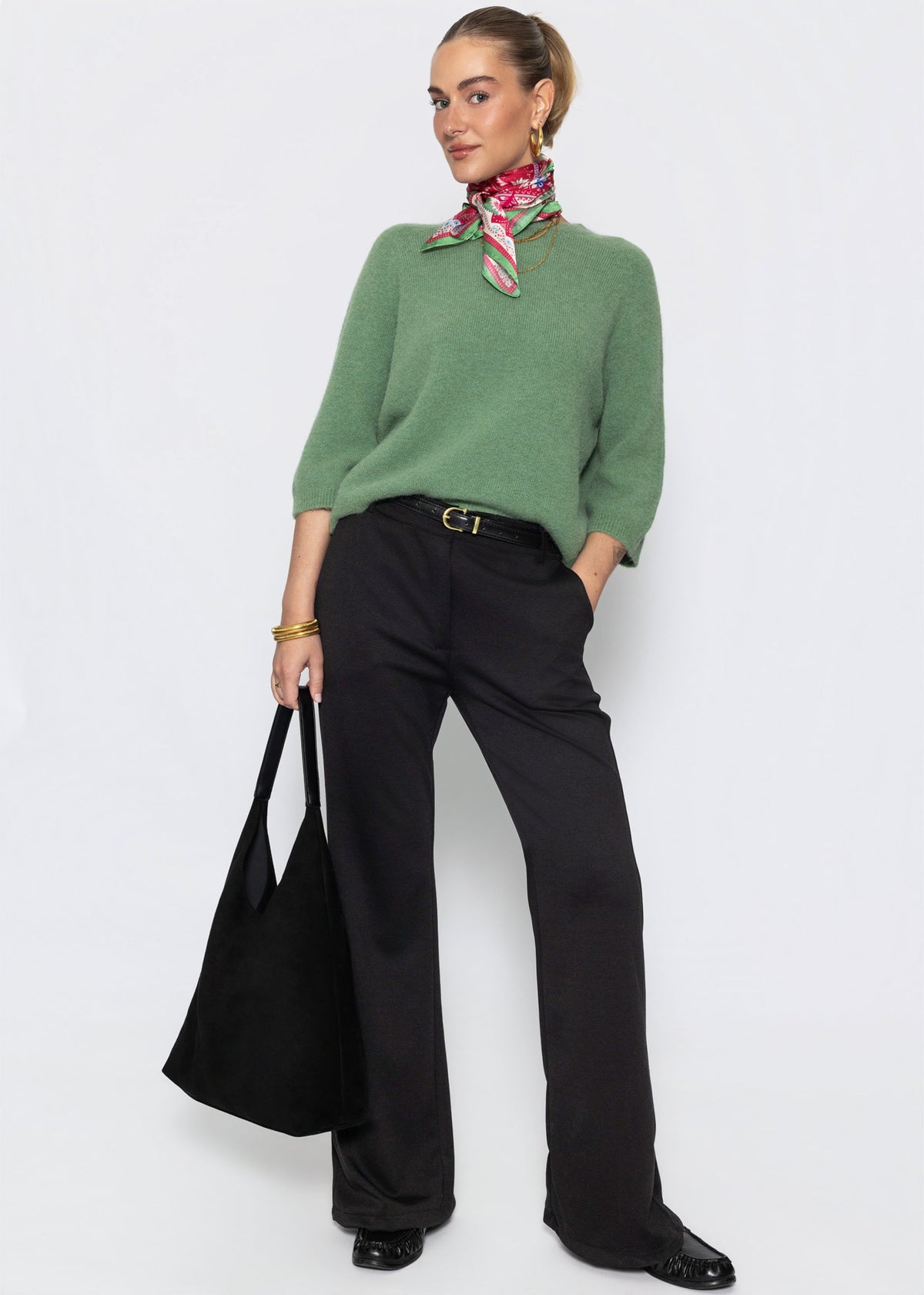 High Waist Jerseyhose - schwarz