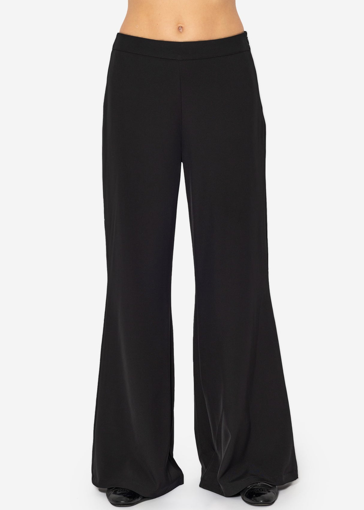 High waist palazzo pants - black