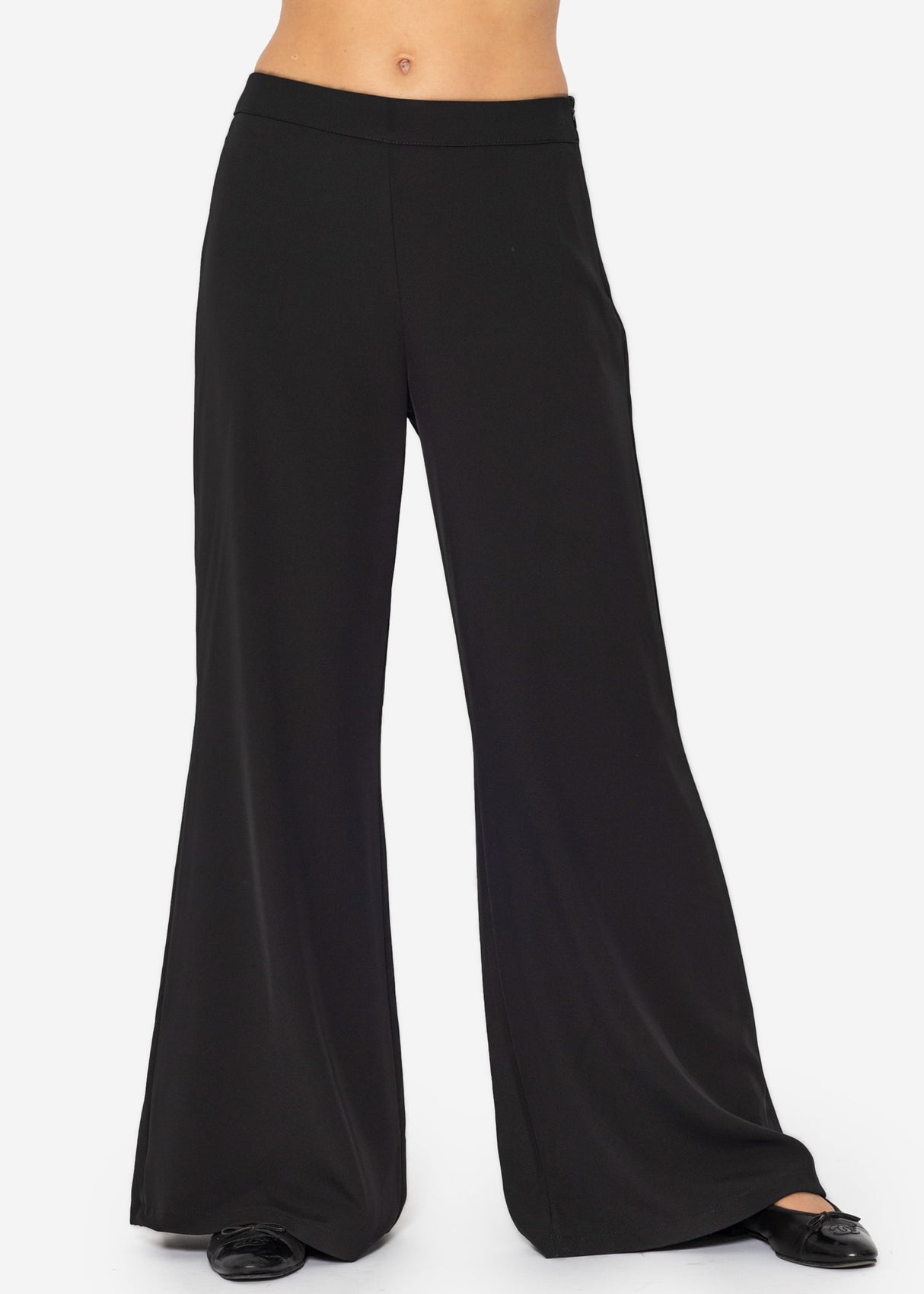 High waist palazzo pants - black