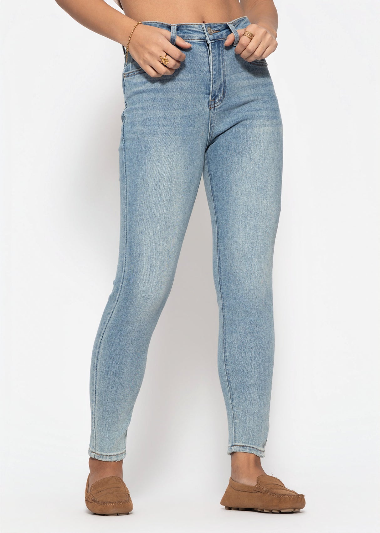 Highwaist skinny jeans - light blue