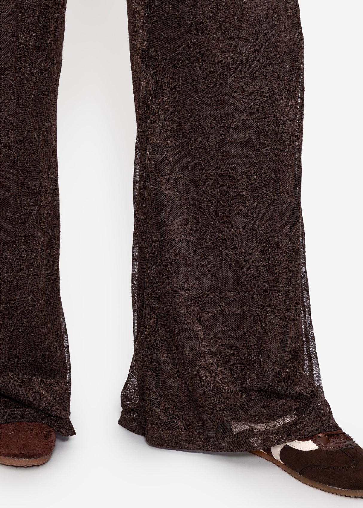 Lace pants with wide legs - brown