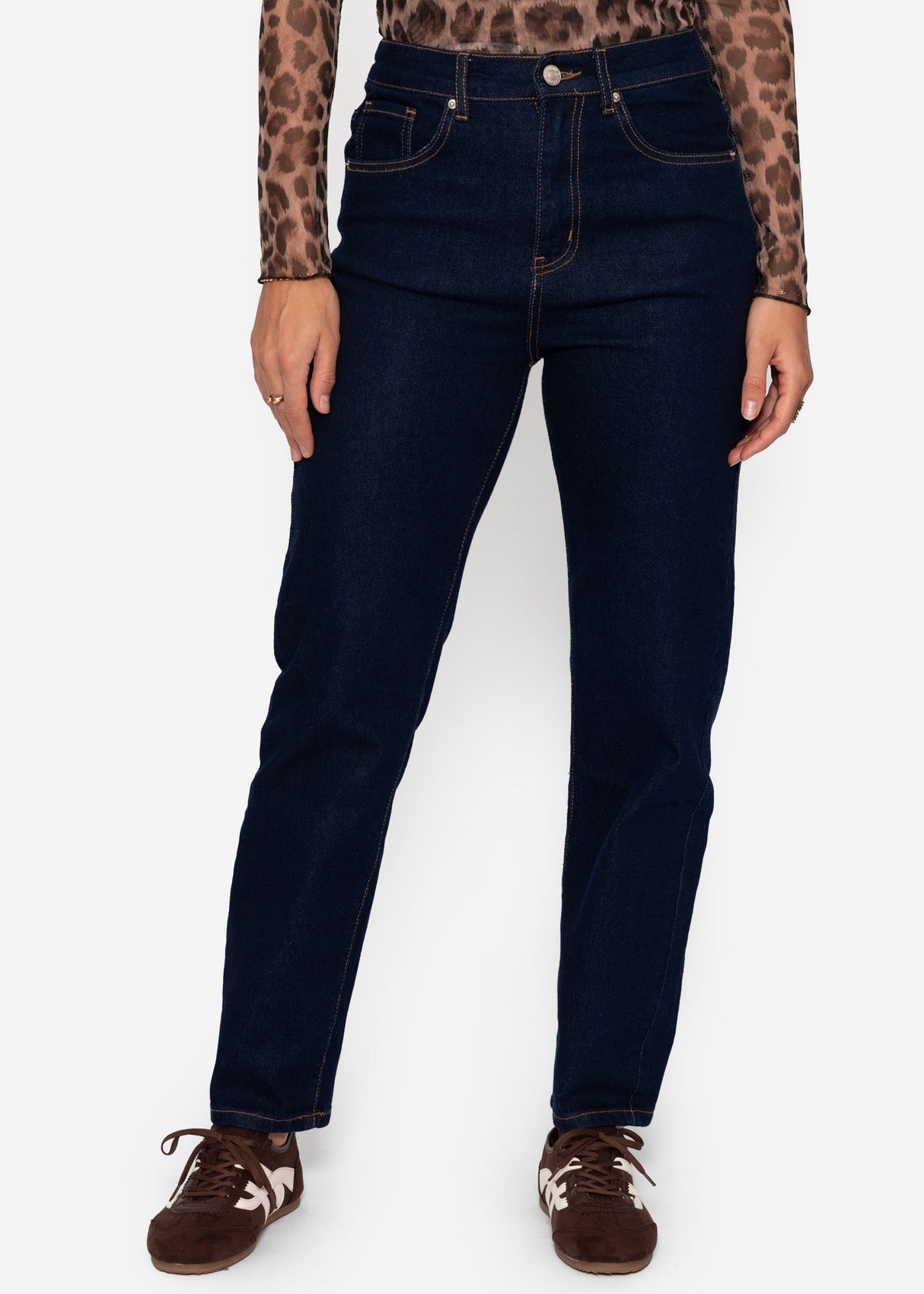 Jeans with elastic waistband - dark blue