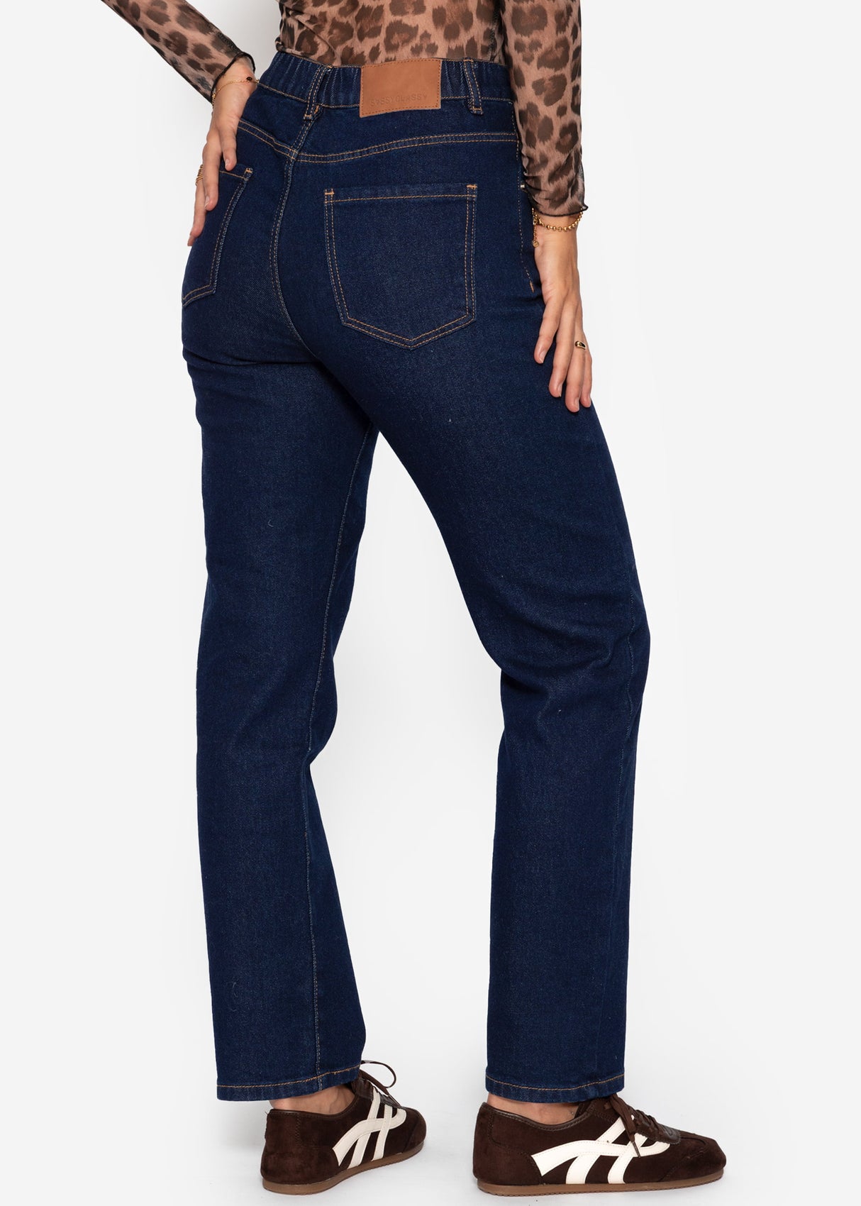 Jeans with elastic waistband - dark blue