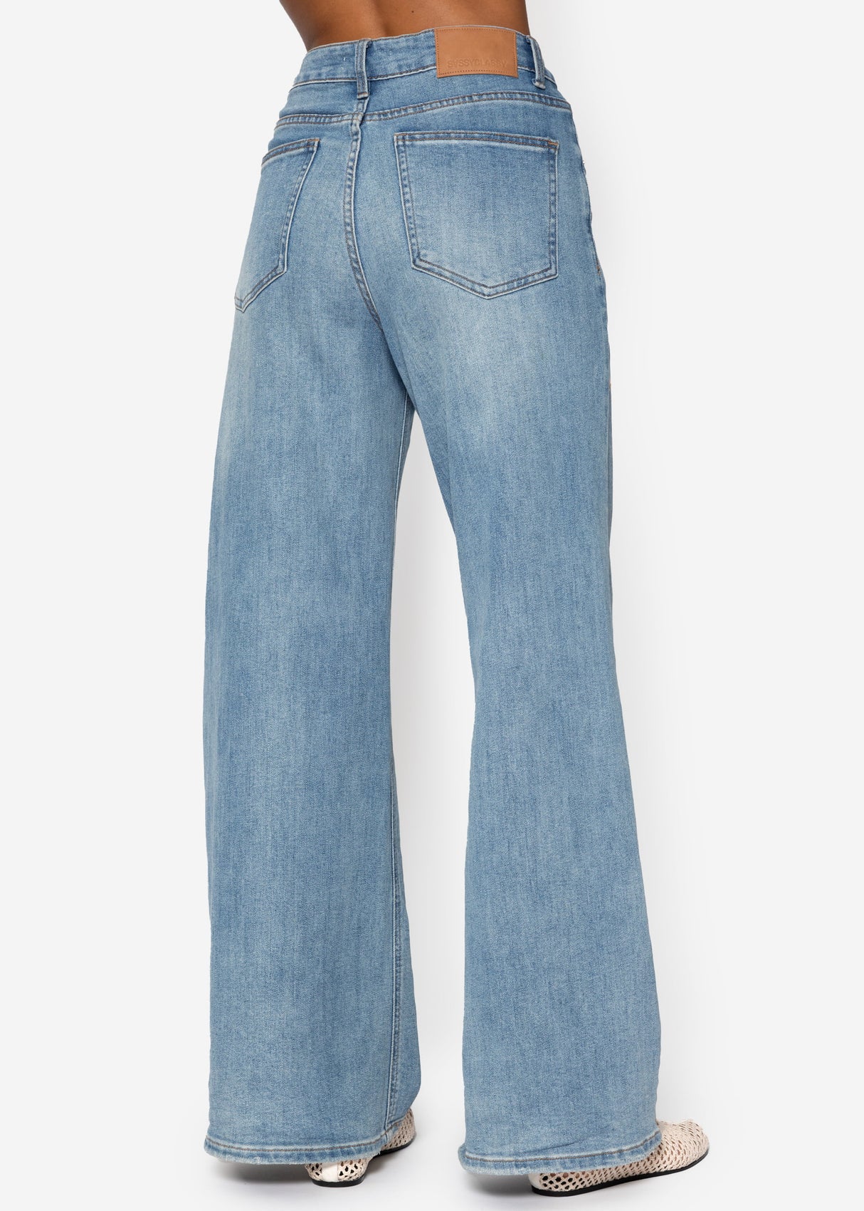 Jeans mit weitem Bein - blau