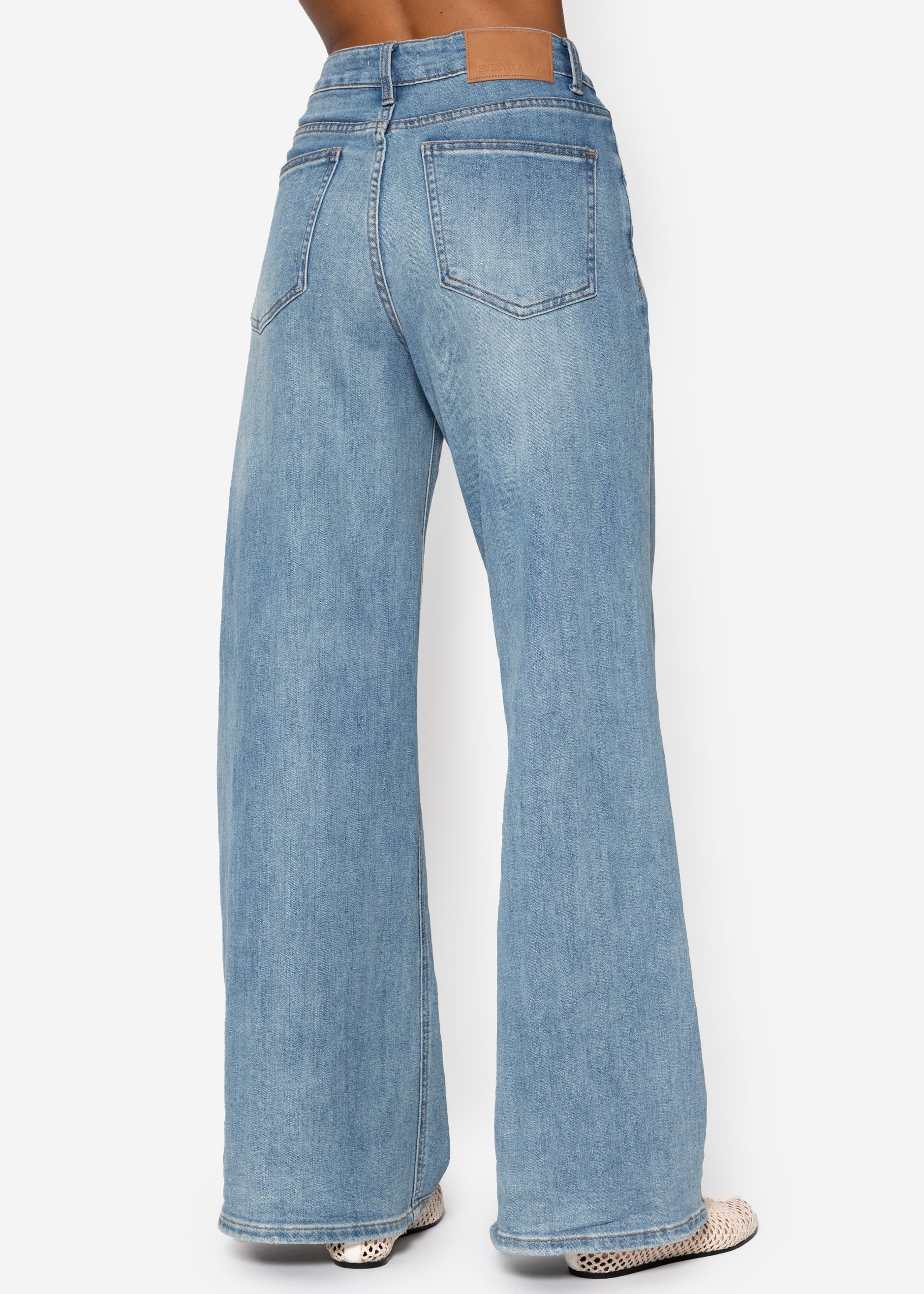 Jeans mit weitem Bein - blau