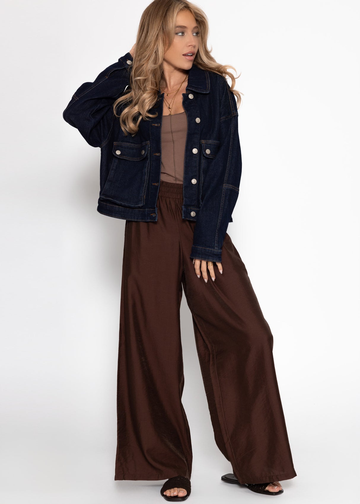 Jeans Jacke mit aufgesetzten Taschen - dunkelblau