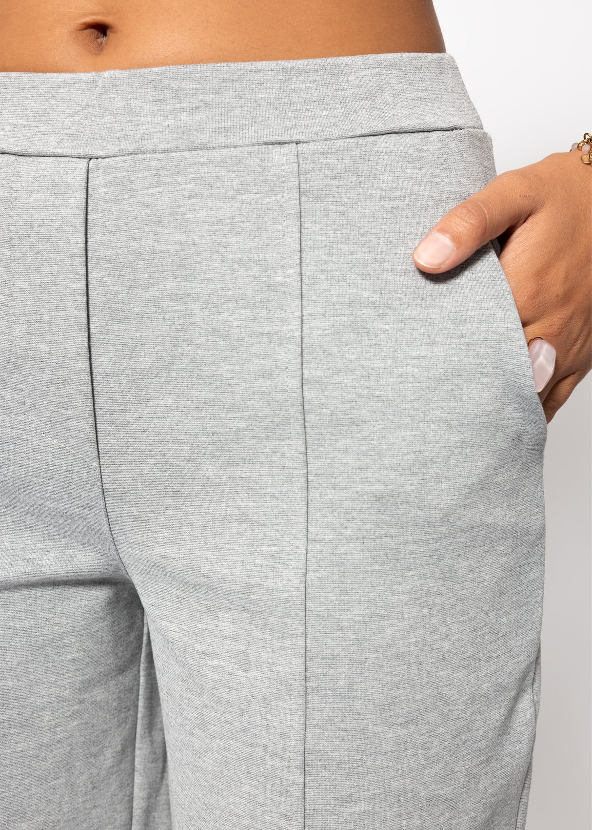 Jersey chinos with decorative stitching - light grey