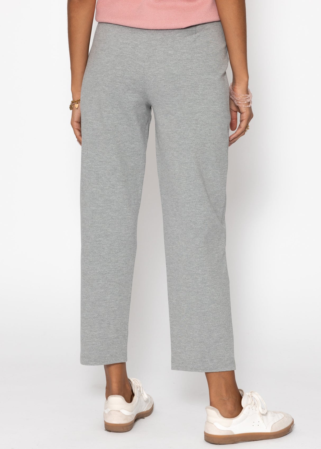 Jersey chinos with decorative stitching - light grey