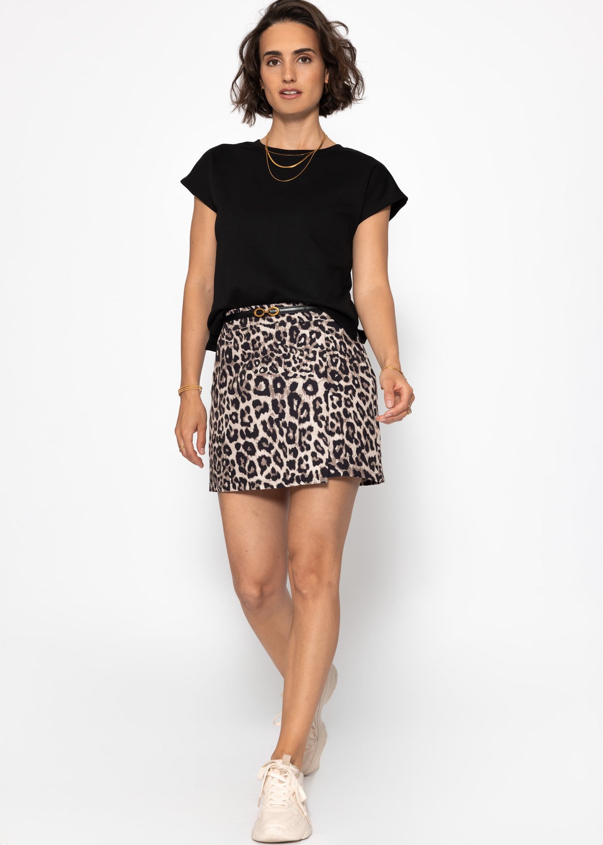 Kurzarm Sweatshirt aus French Terry - schwarz