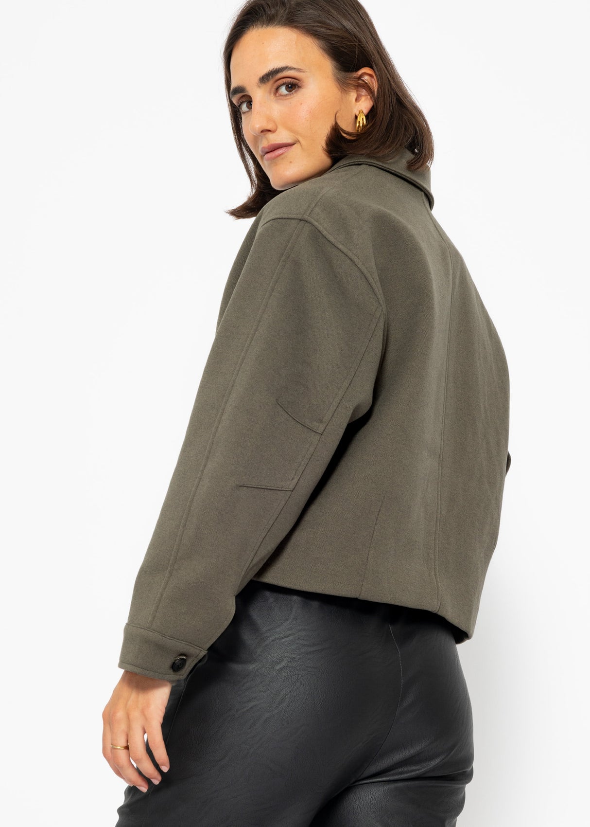 Short jacket with lining - khaki