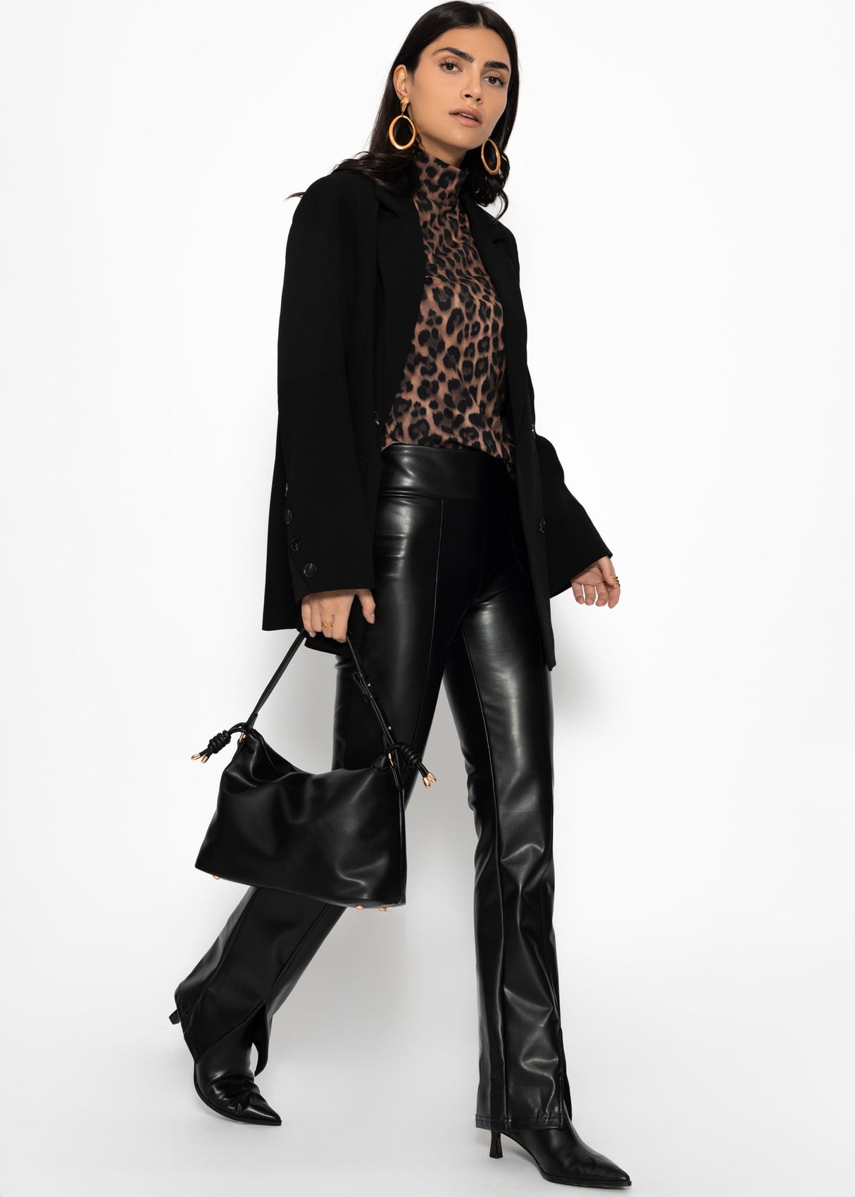 Long-sleeved shirt in leopard print - brown