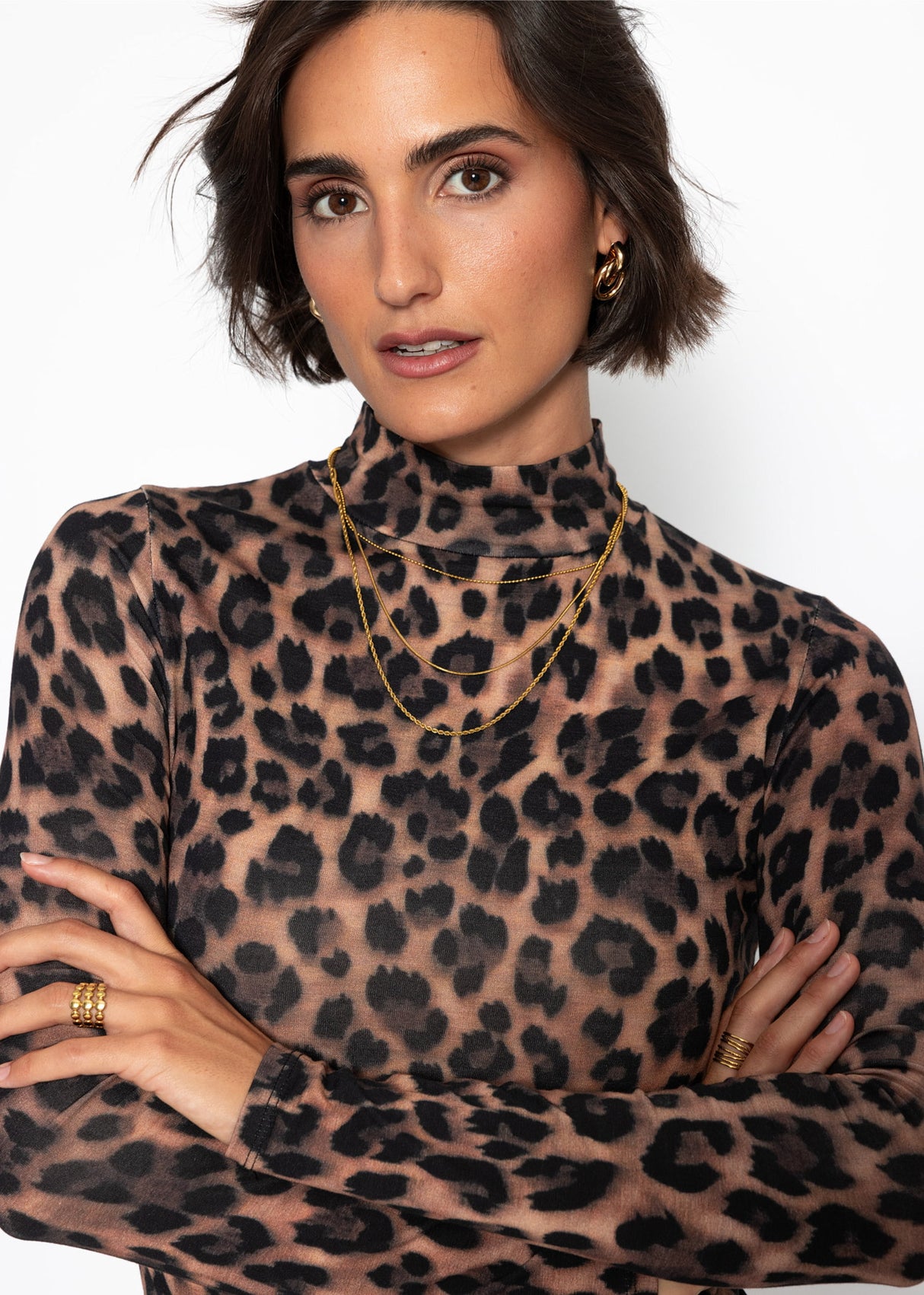 Langarmshirt im Leo-Print - braun