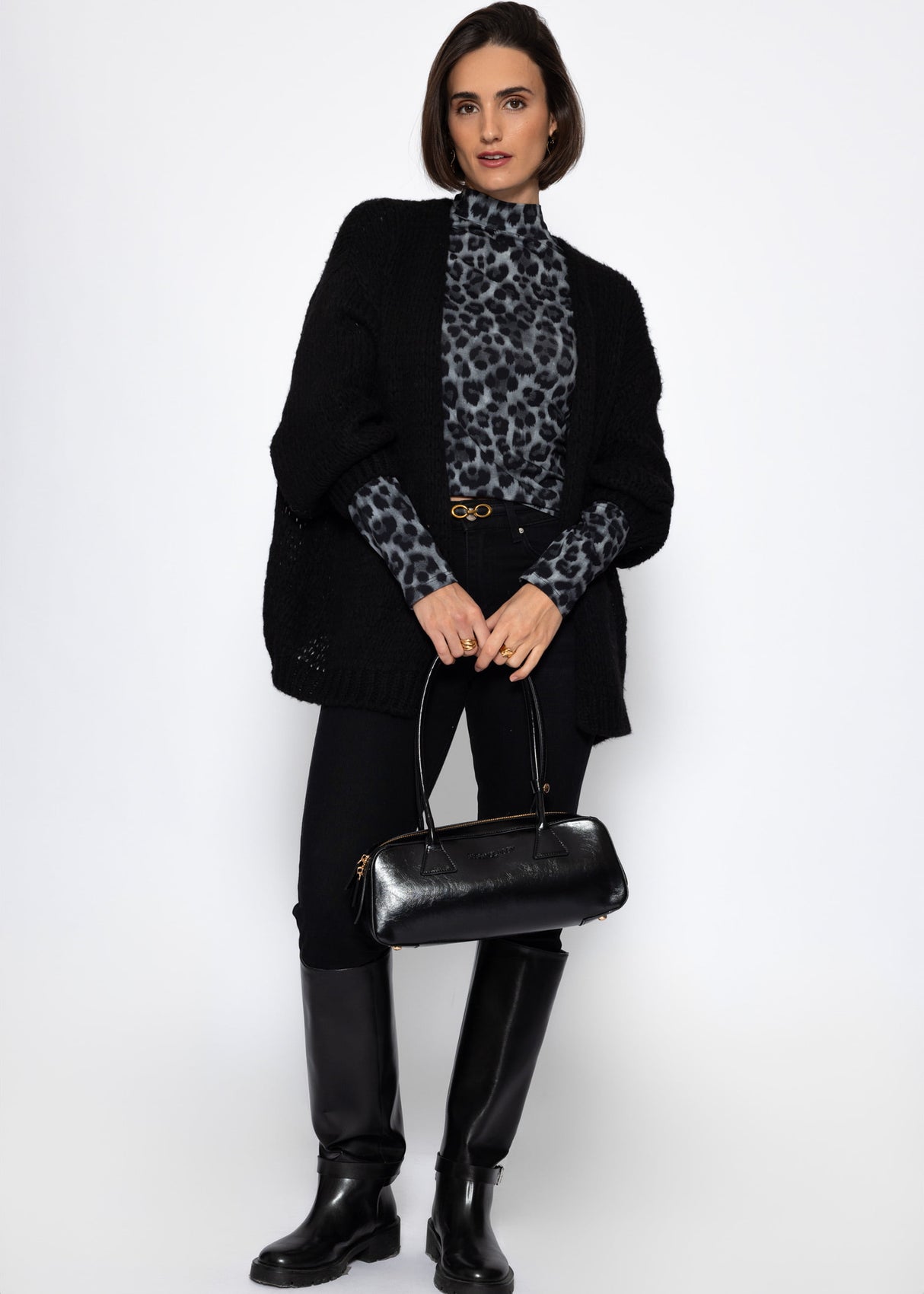 Long-sleeved shirt in leopard print - gray