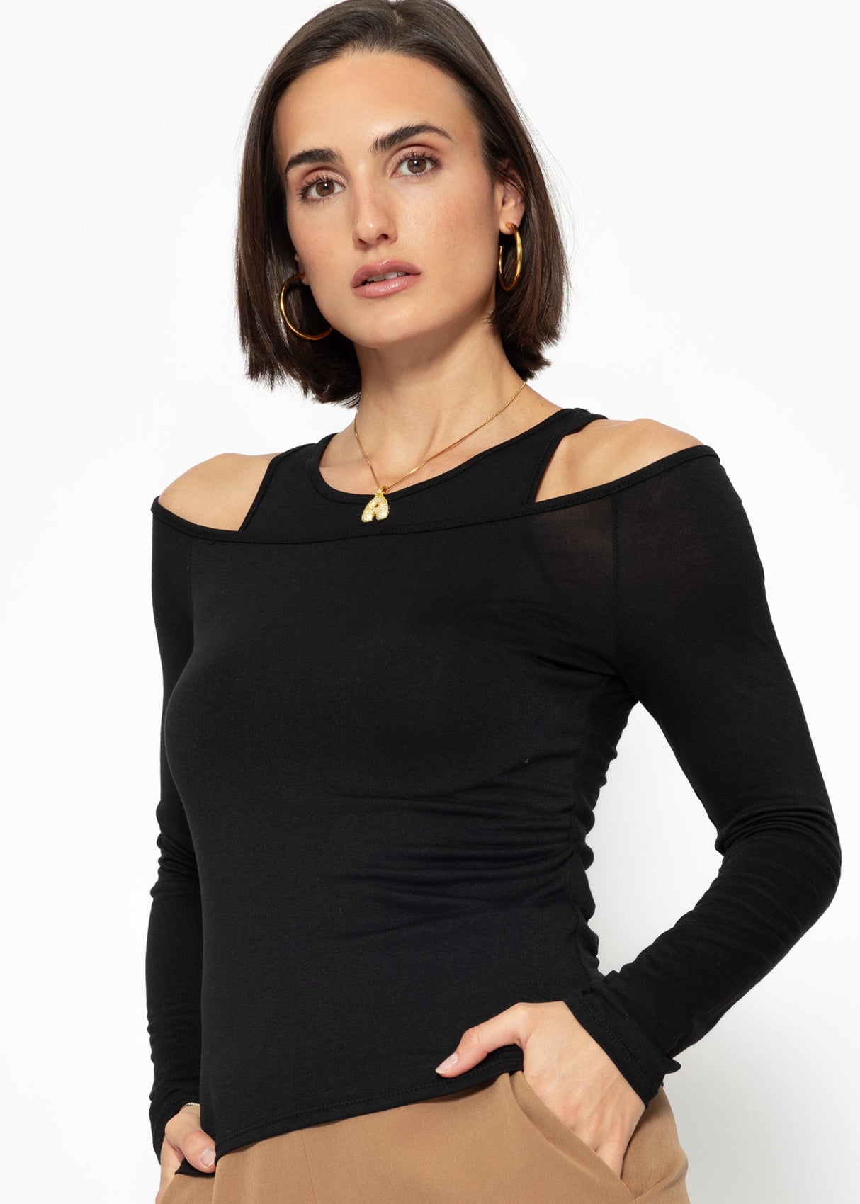 Langarmshirt mit Top - schwarz