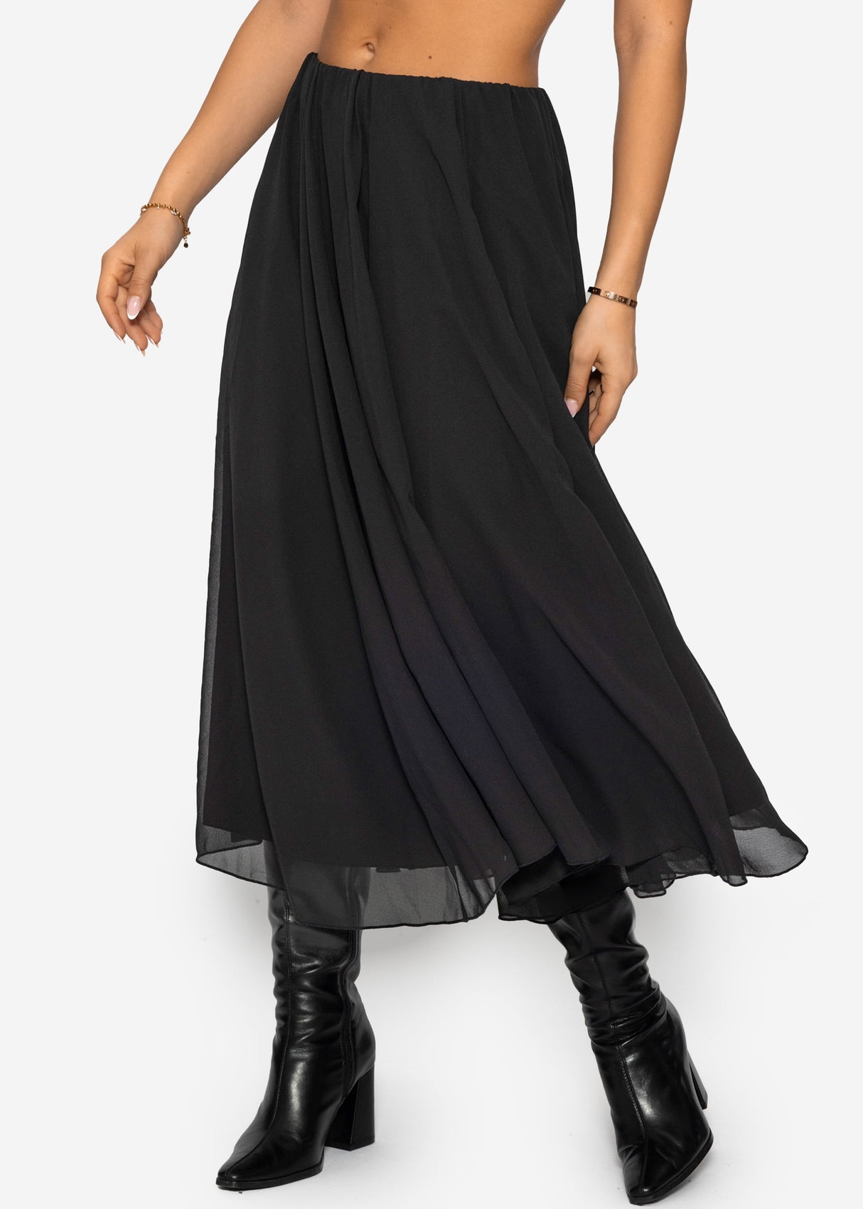 Long chiffon skirt - black