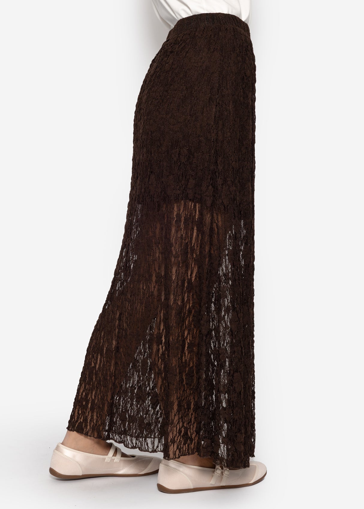 Long lace skirt - brown