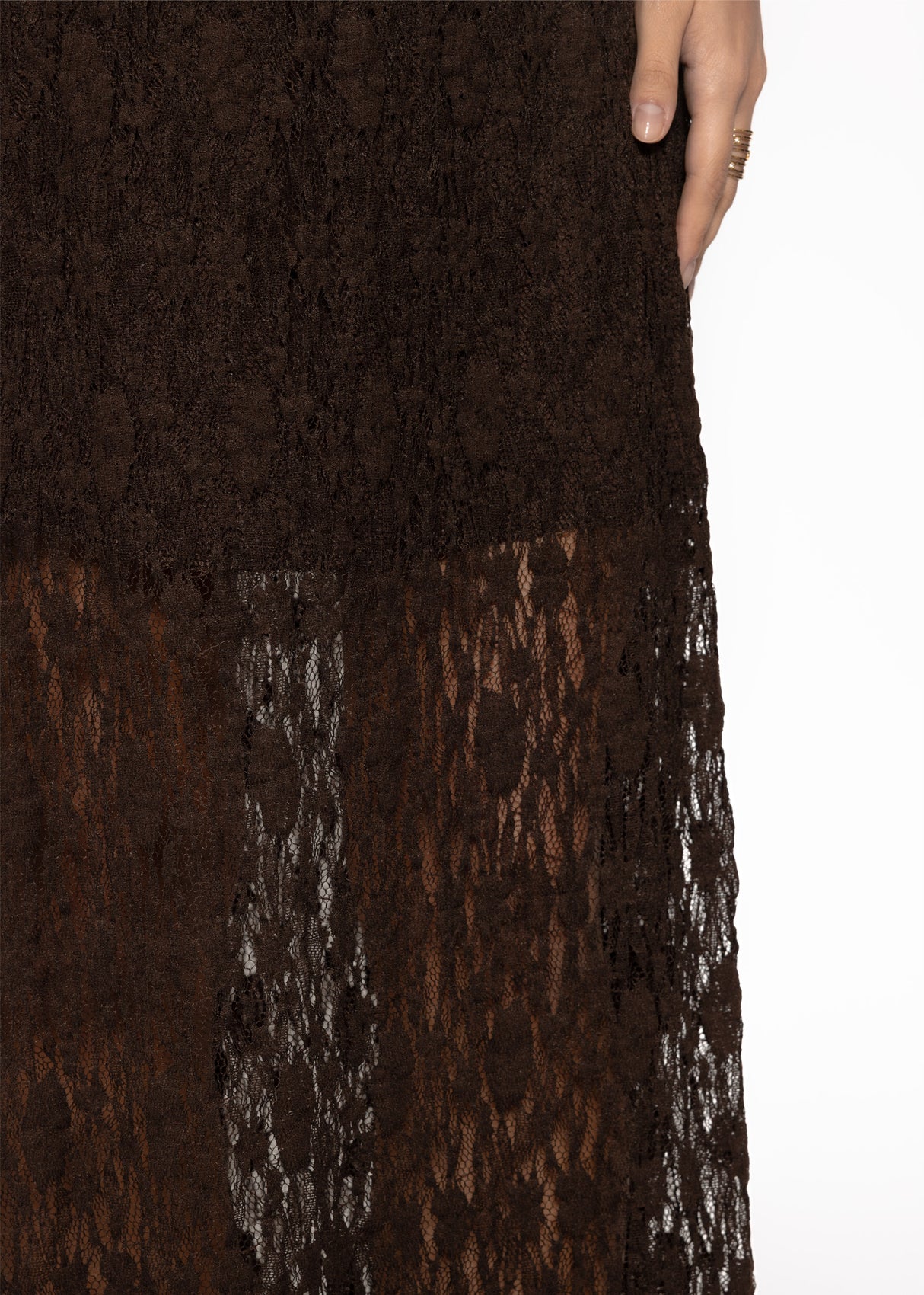 Long lace skirt - brown
