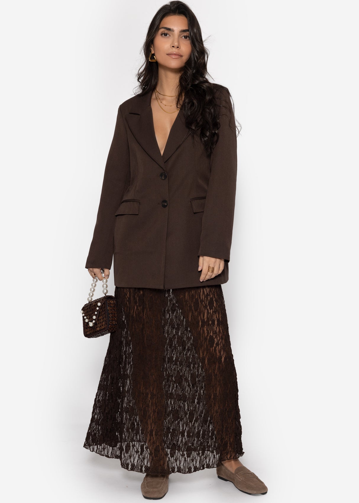 Long lace skirt - brown