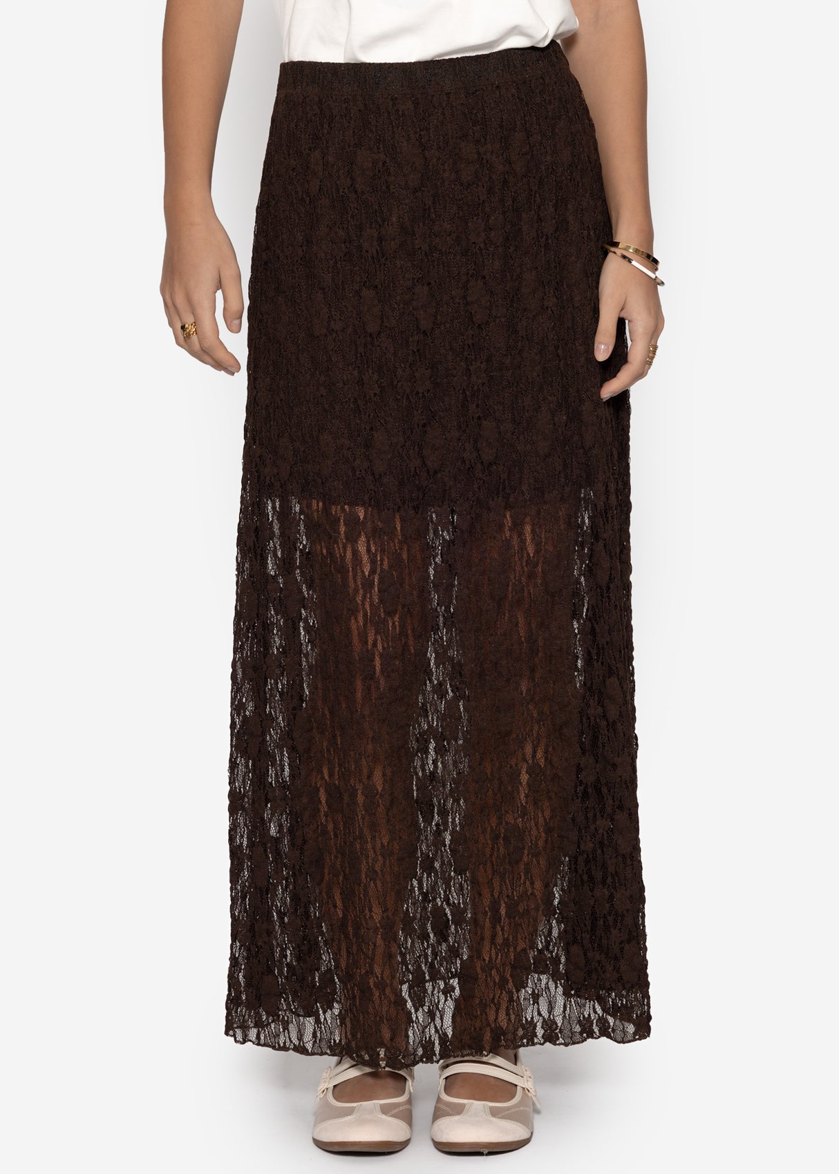 Long lace skirt - brown