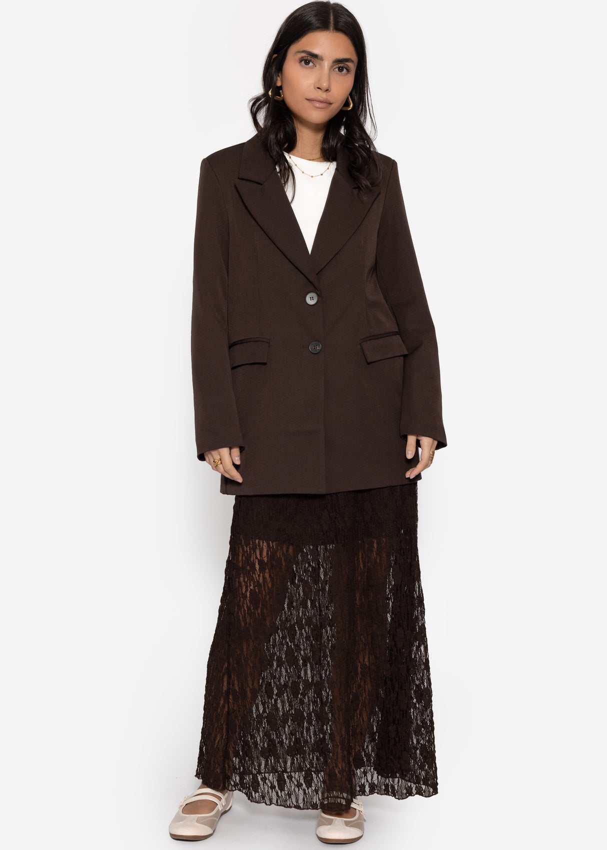 Long lace skirt - brown