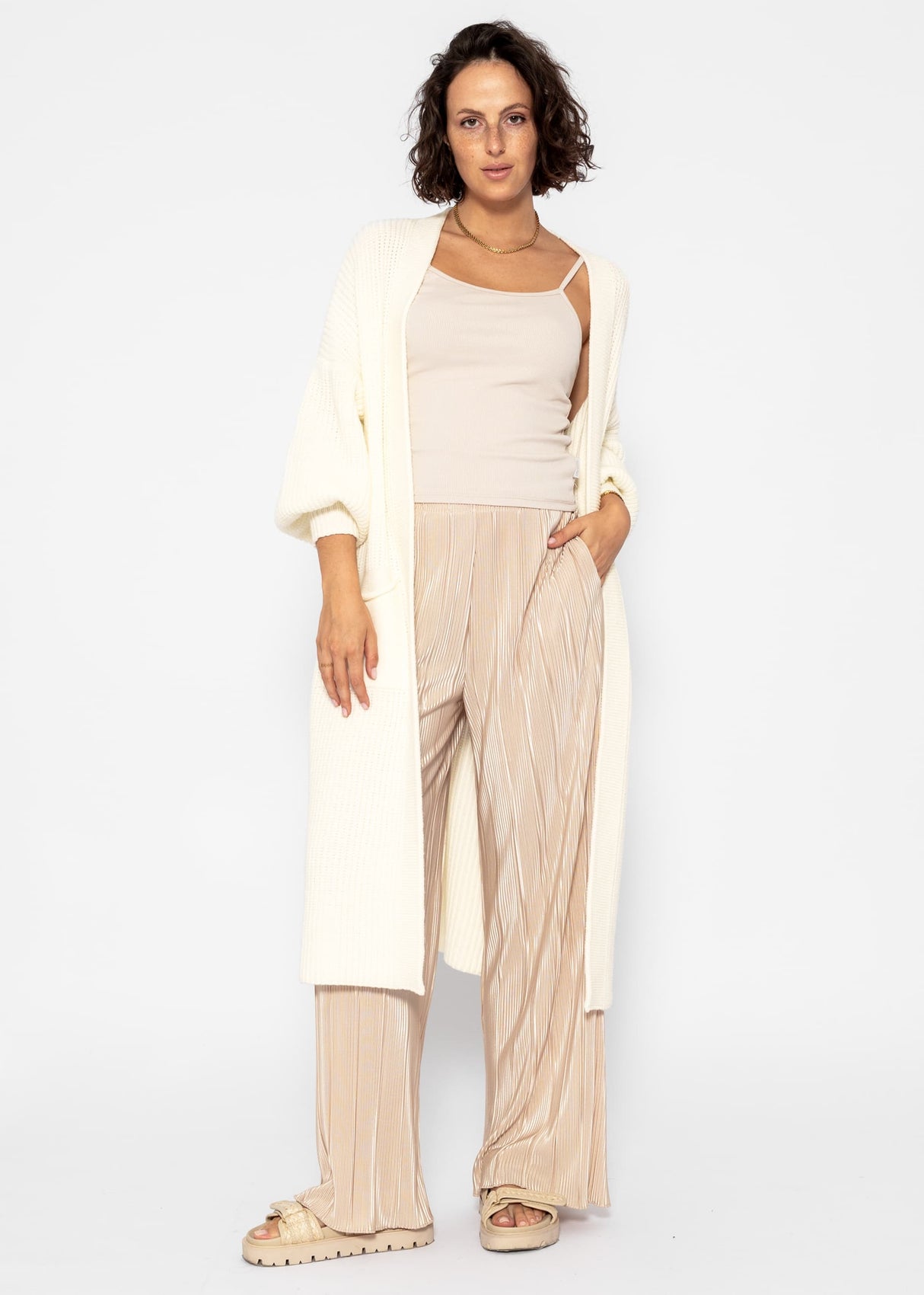 Long super soft cardigan with pockets - off-white