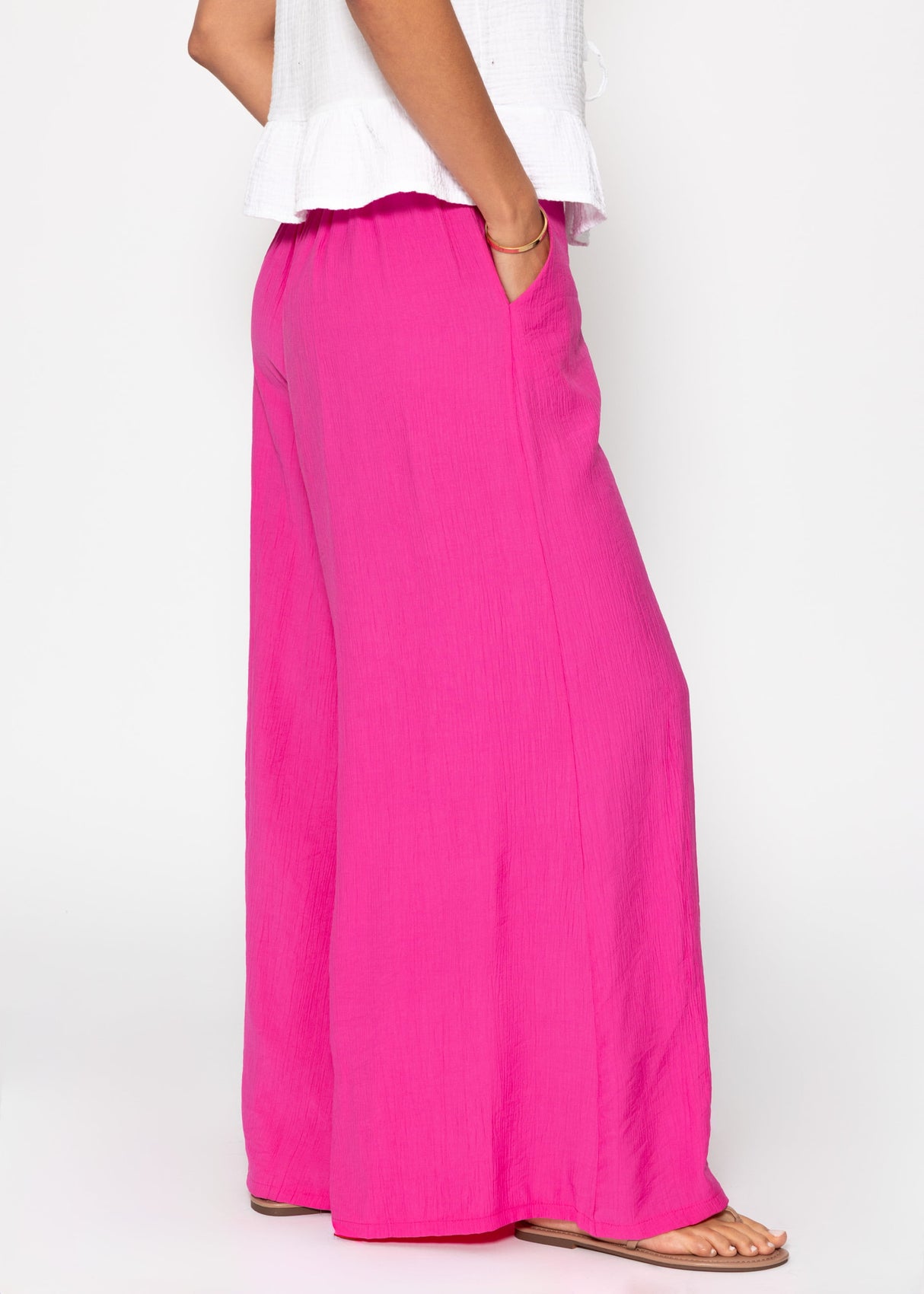 Lässige Hose in Crincle-Optik - pink