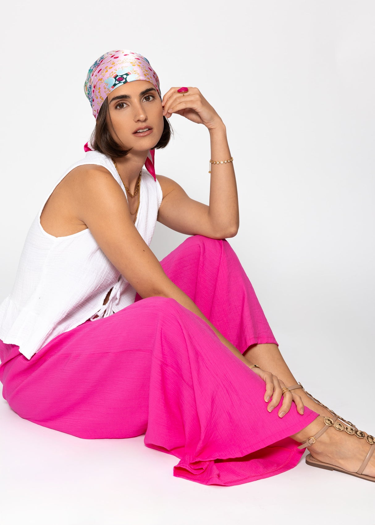 Lässige Hose in Crincle-Optik - pink