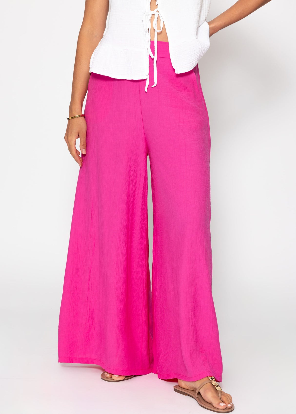 Lässige Hose in Crincle-Optik - pink