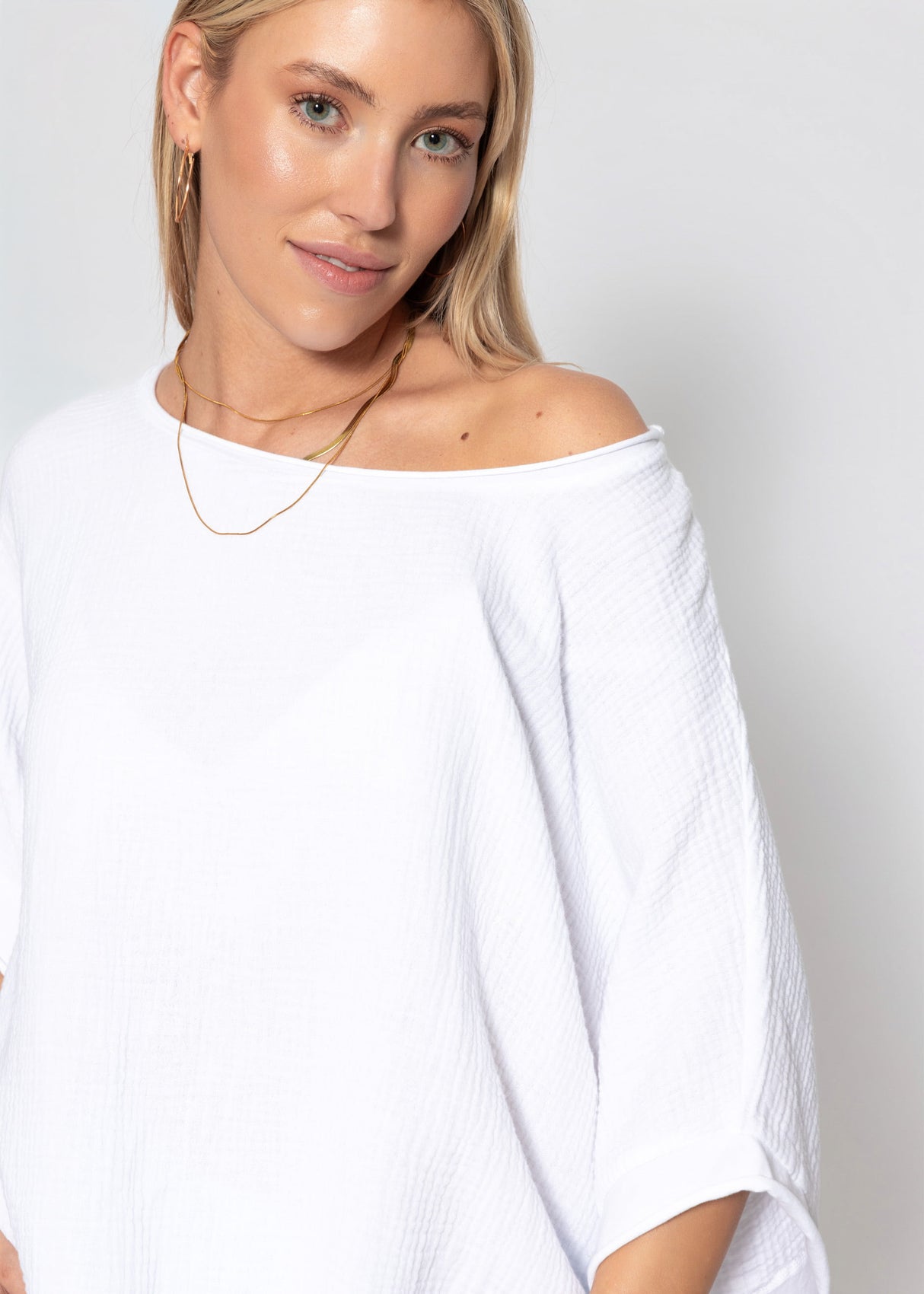 Lässiges Musselin Shirt - weiß
