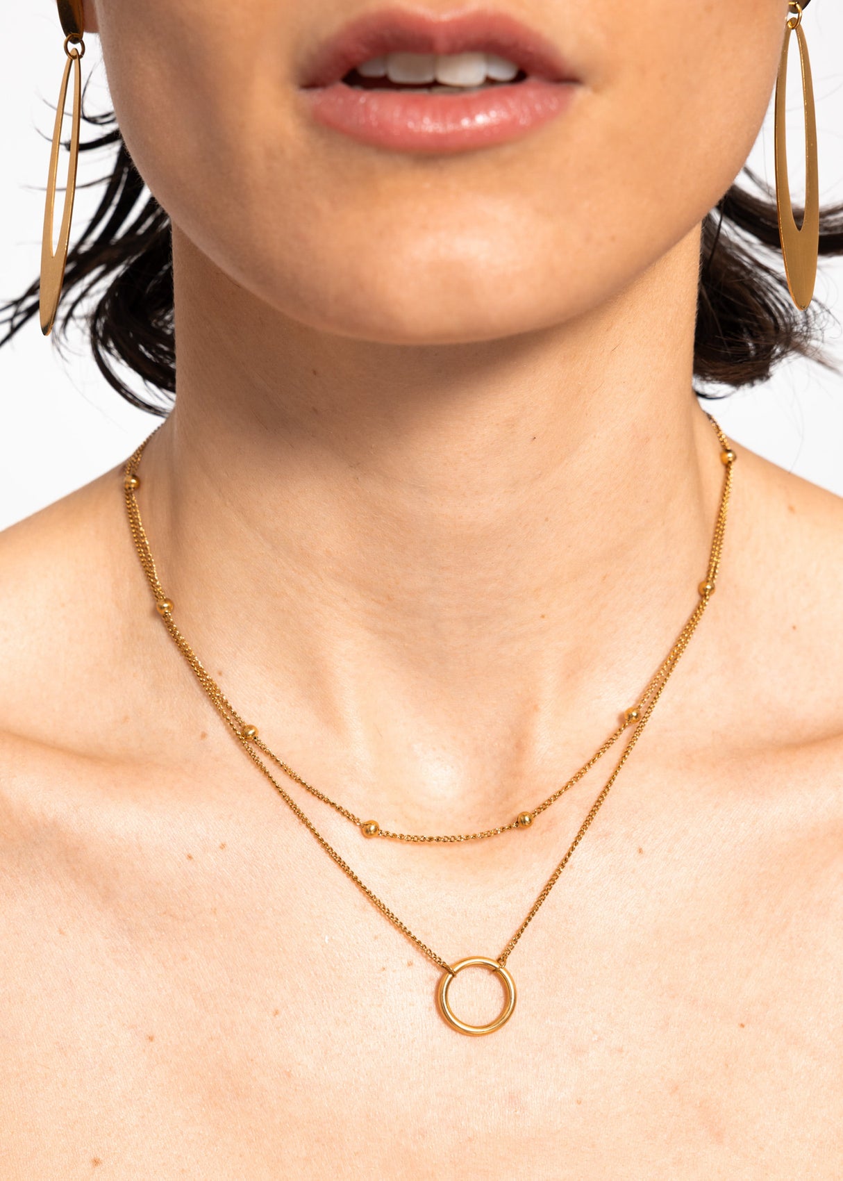 Layer Halskette mit Kugeln - gold