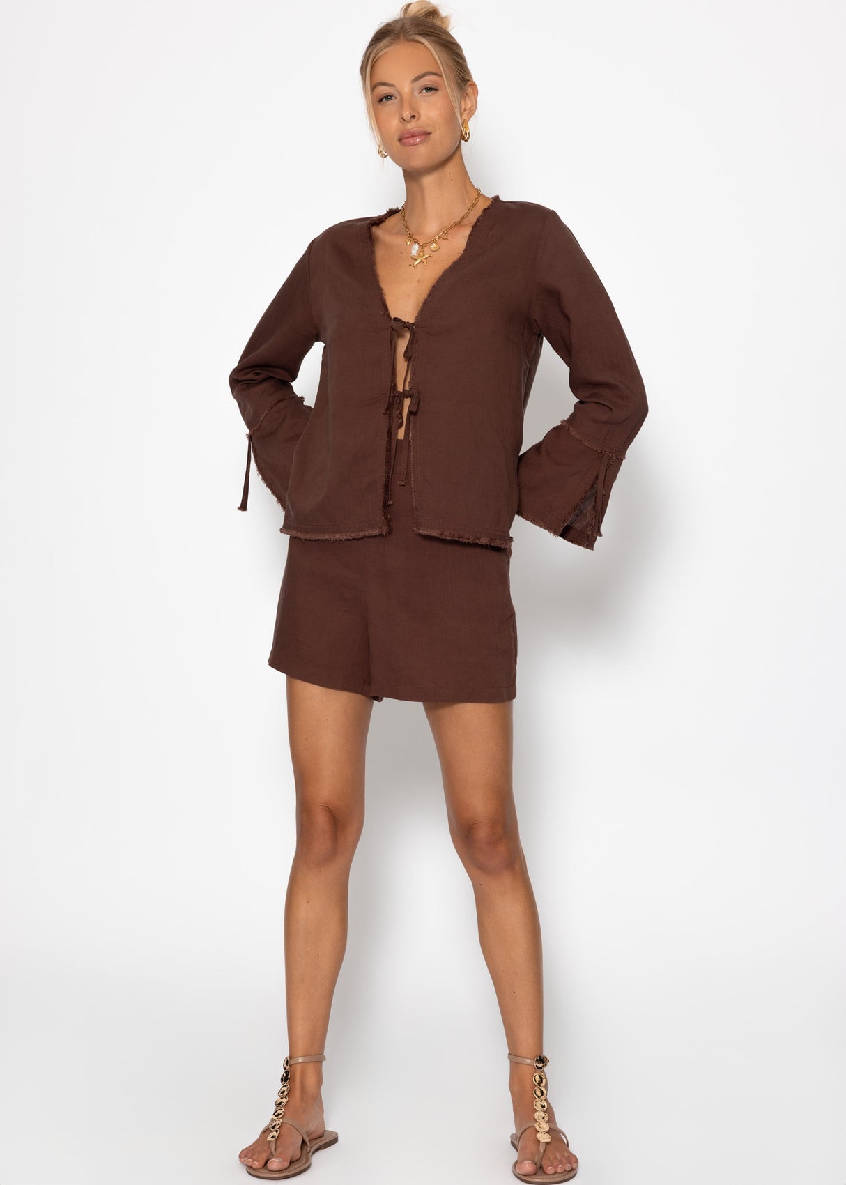 Leinen Shorts - braun