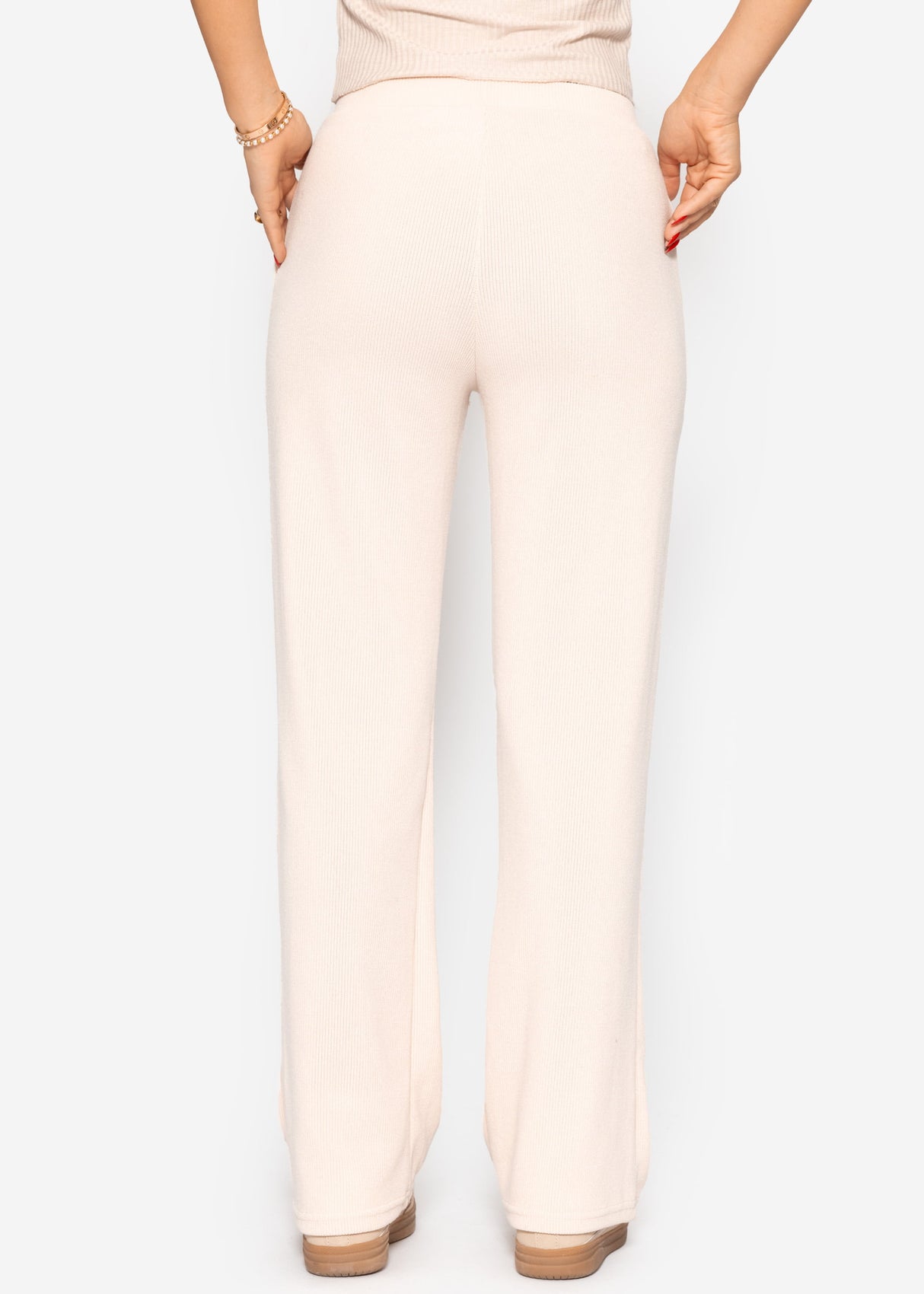Loungewear trousers in rippoptics - beige
