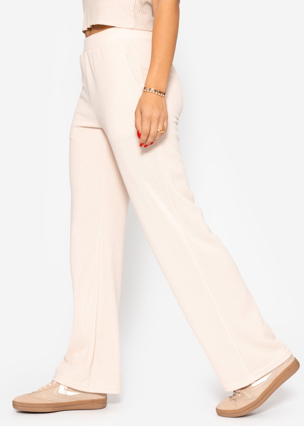 Loungewear trousers in rippoptics - beige