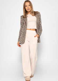 Ribbed loungewear trousers - beige