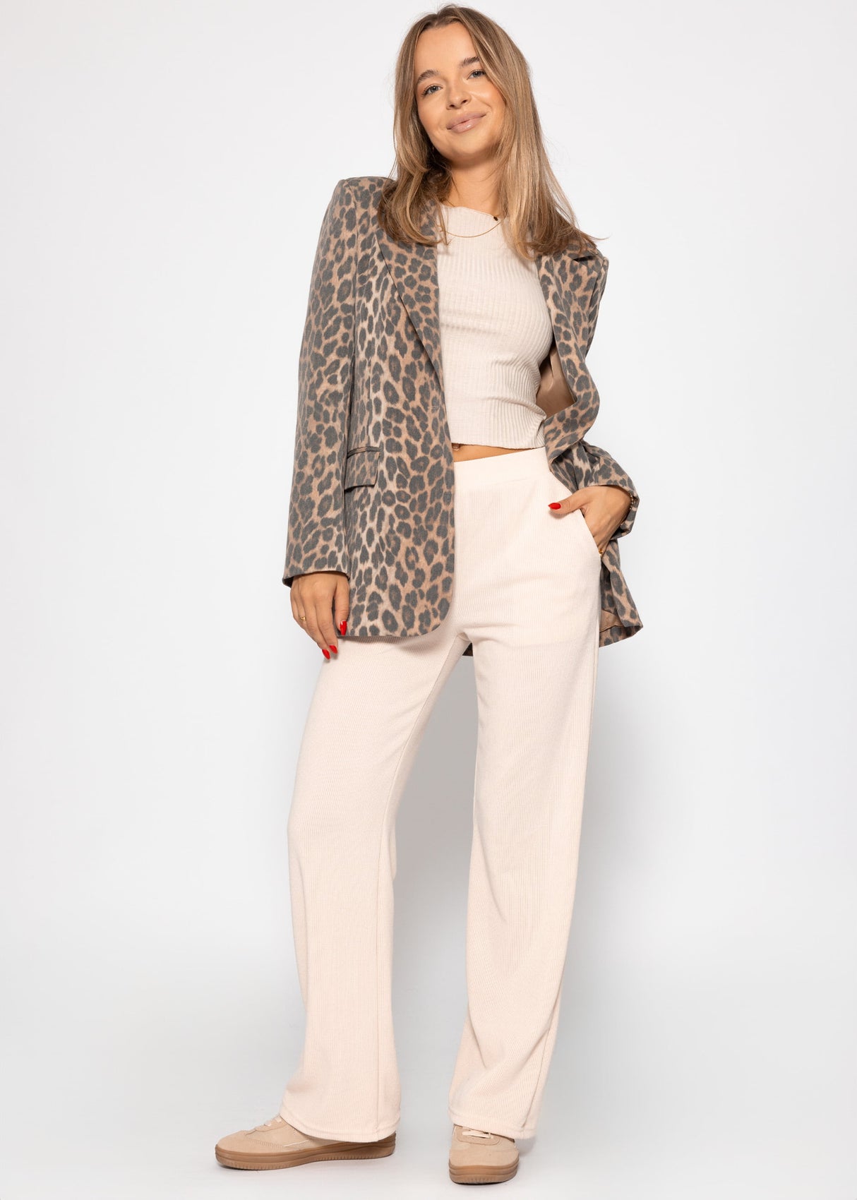 Loungewear trousers in rippoptics - beige