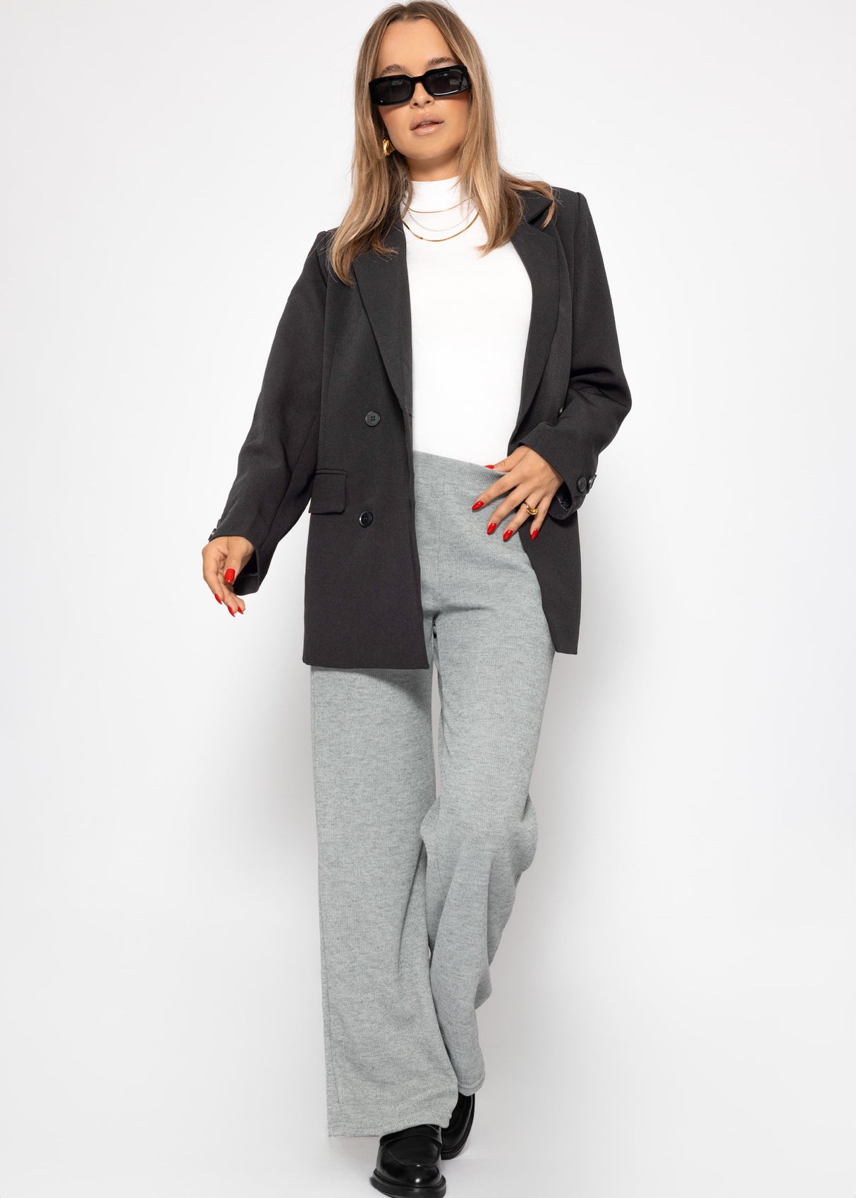 Loungewear trousers in rippoptics - gray