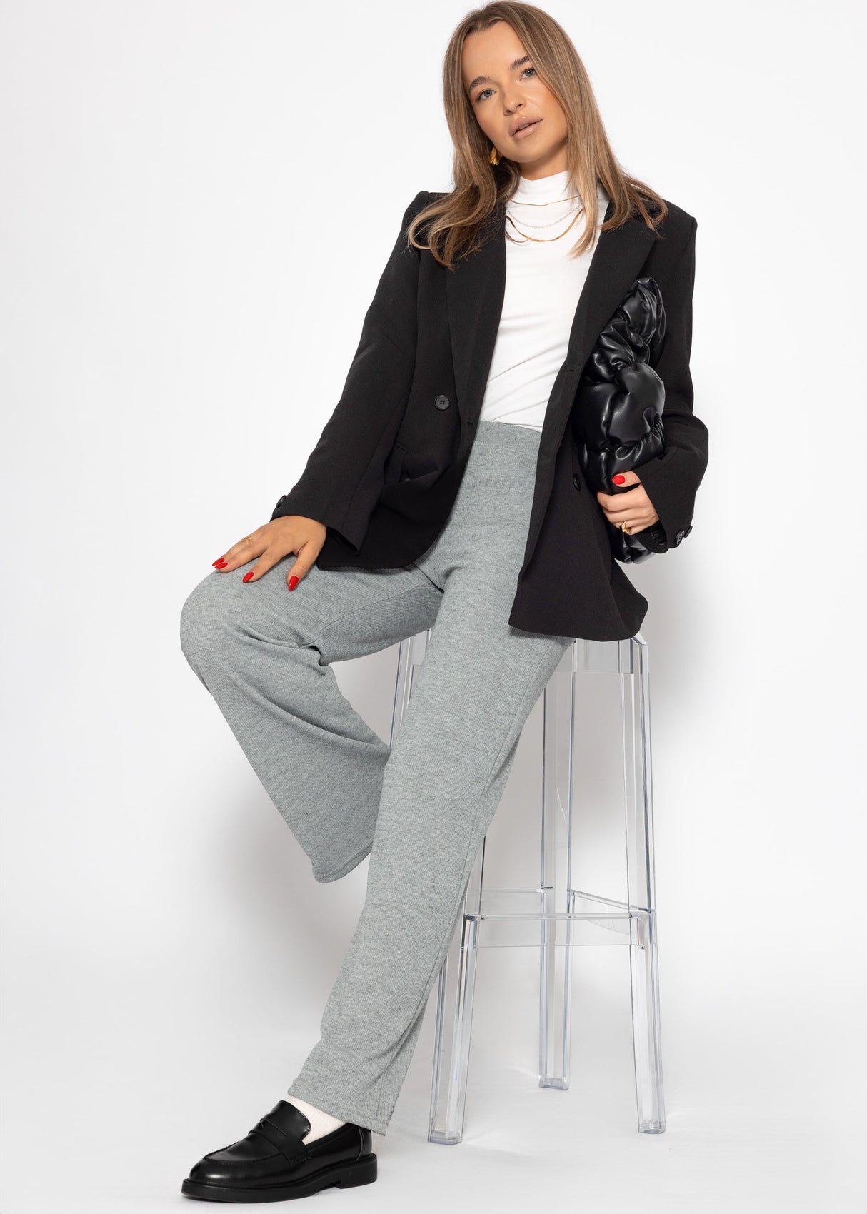 Loungewear trousers in rippoptics - gray