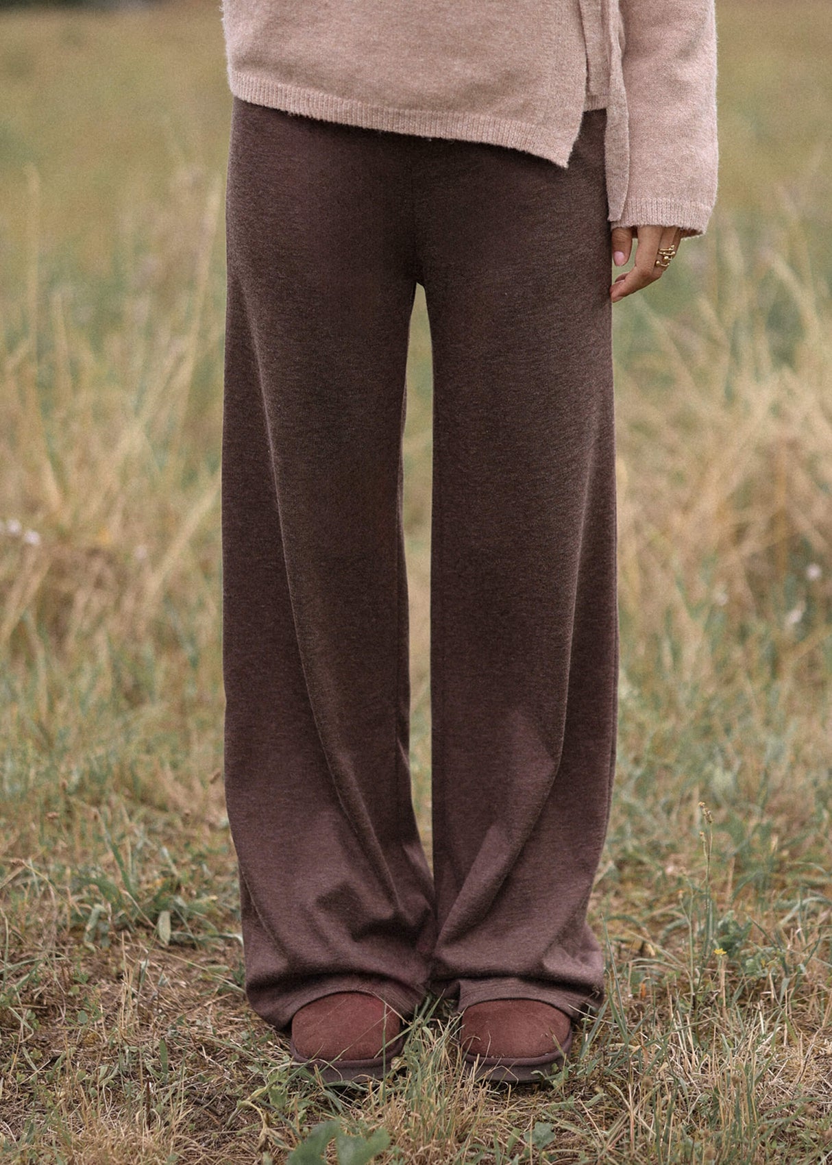 Loungewear Hose mit geradem Bein - braun