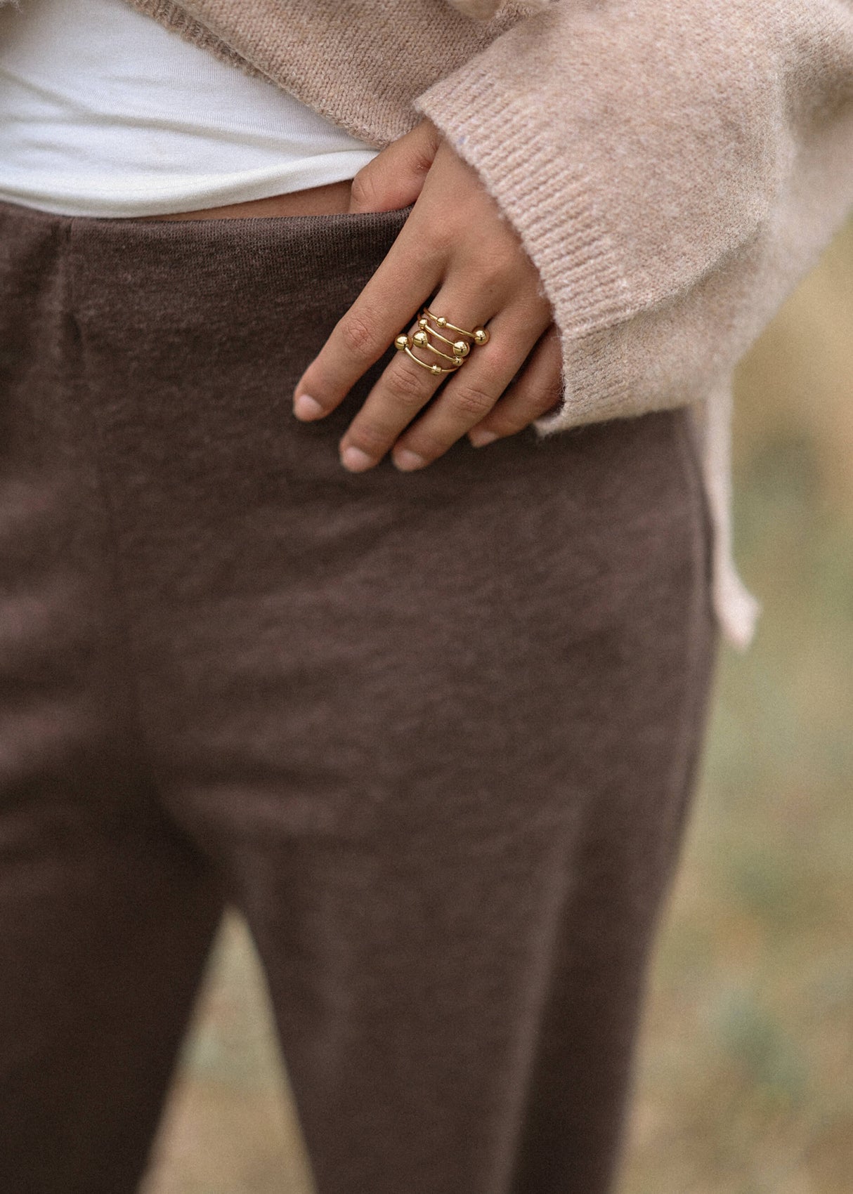 Loungewear Hose mit geradem Bein - braun
