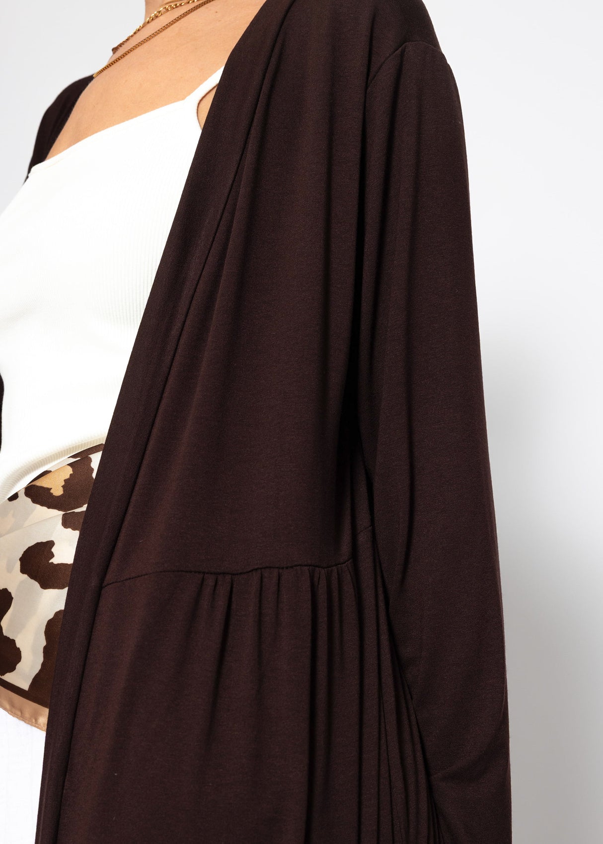 Maxi-Cardigan aus fließendem Jersey - schokobraun