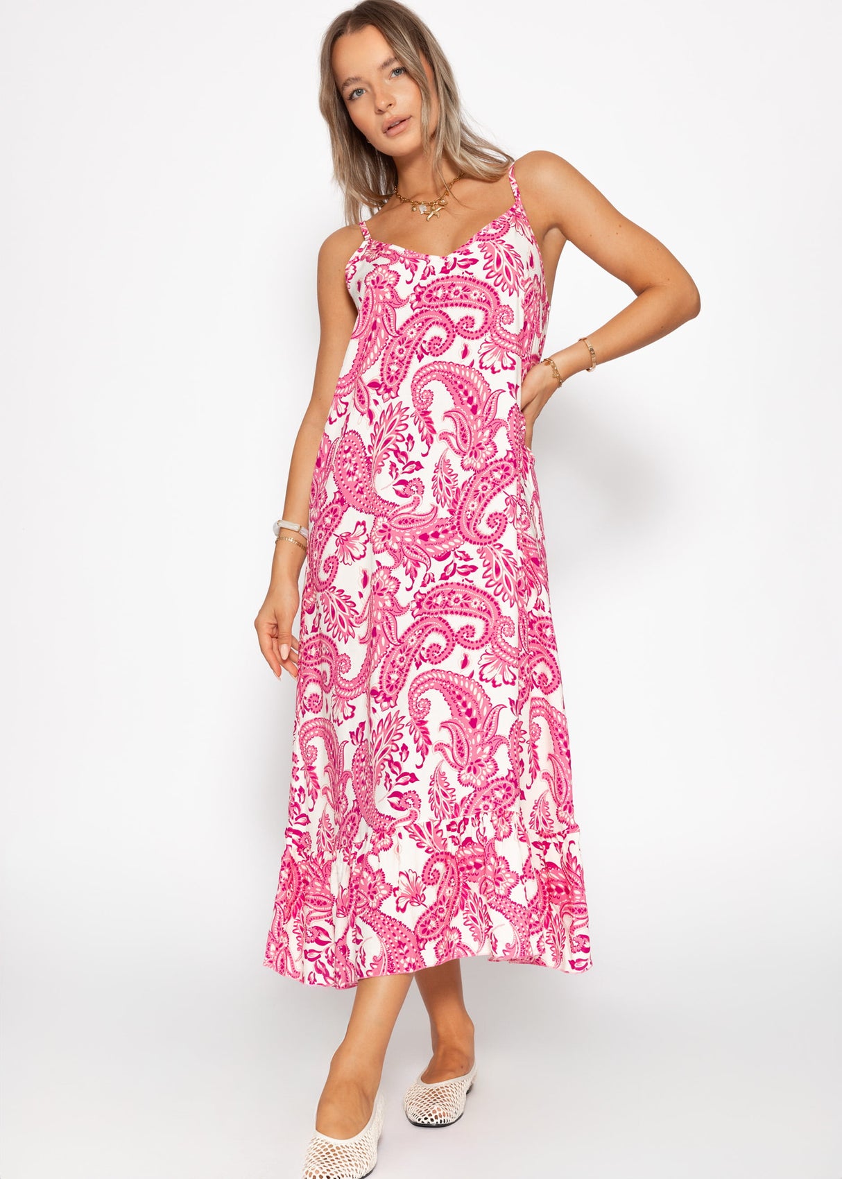 Maxi dress with Paisley print - pink