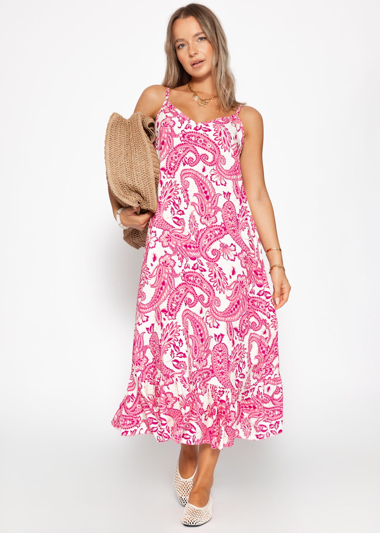 Maxi dress with Paisley print - pink