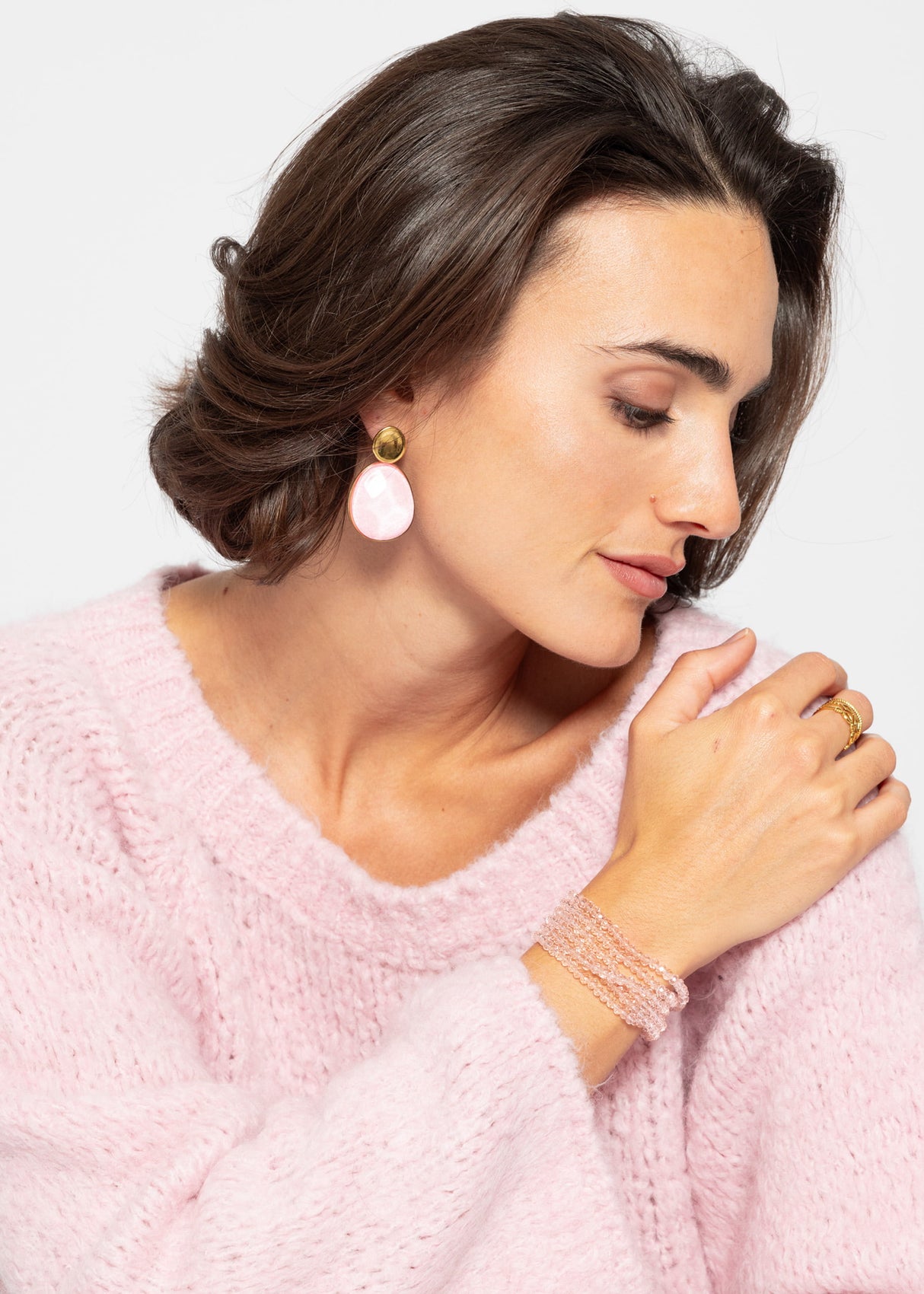 Multi-row pearl bracelet - pink