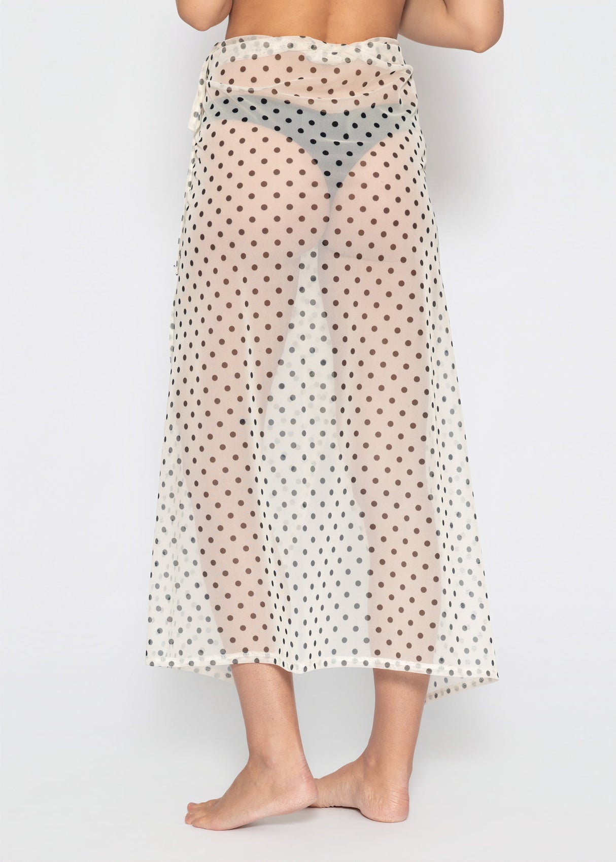 Mesh Pareo mit Punkte-Print - offwhite