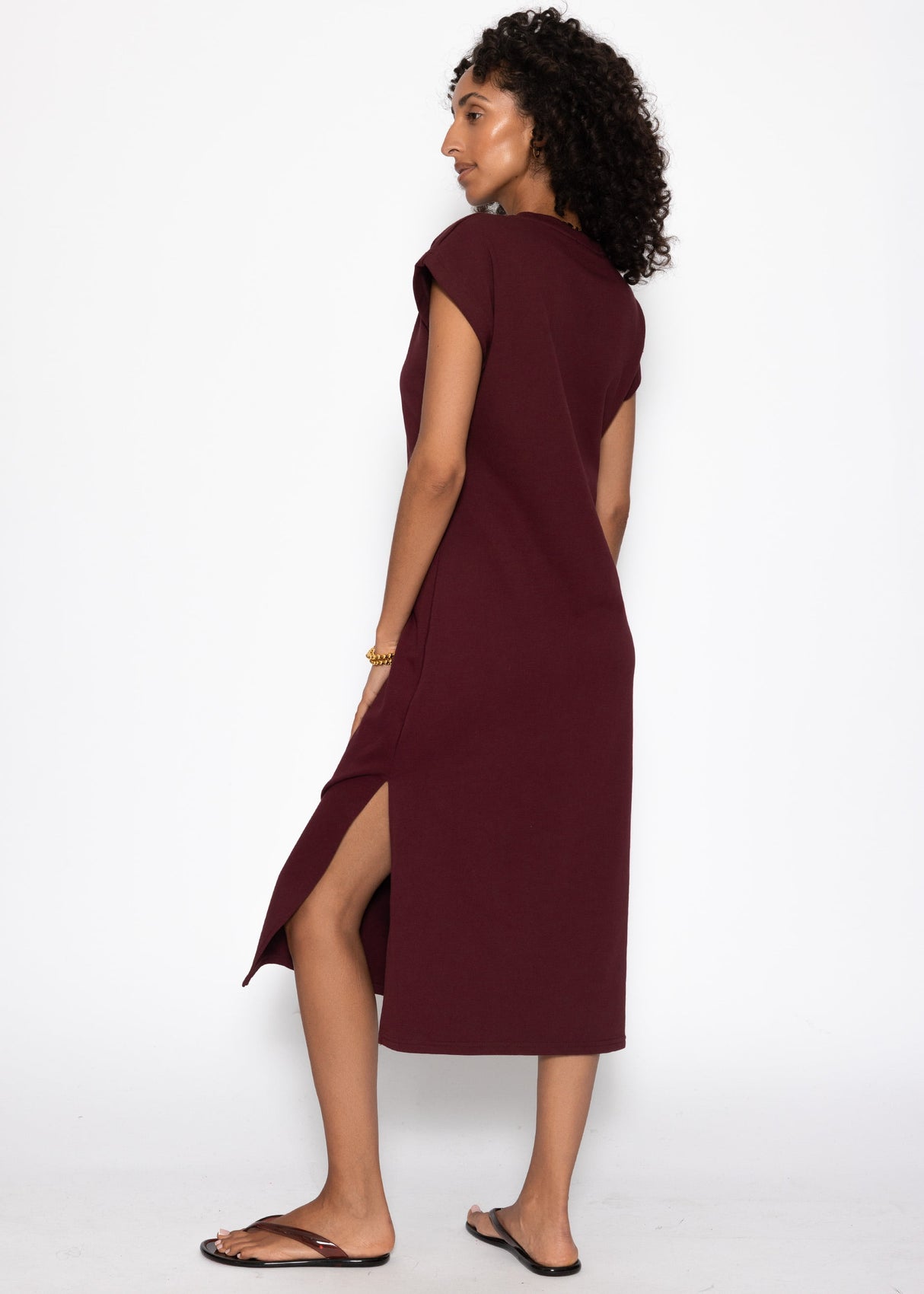 Midikleid aus French Terry - burgundy