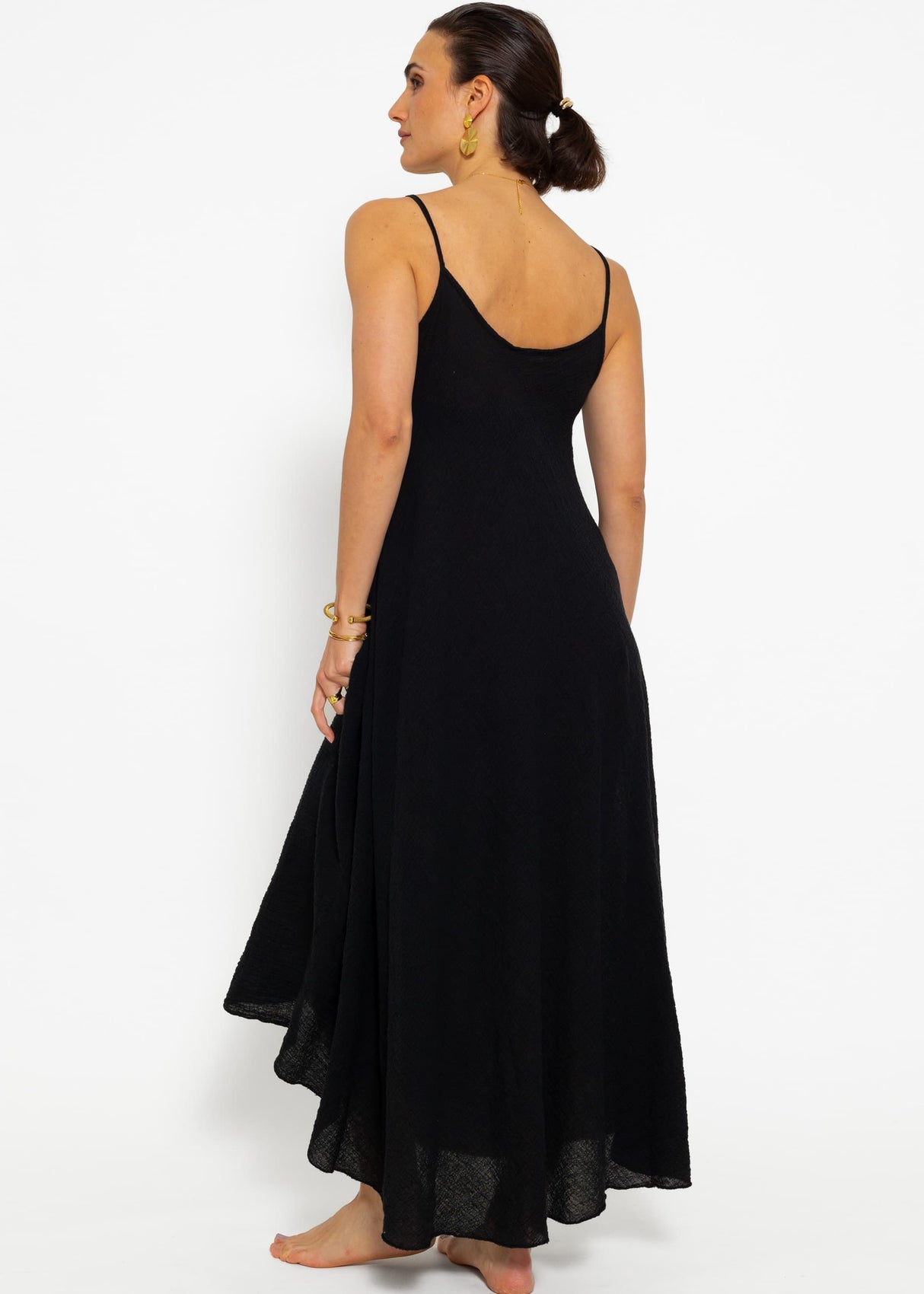 Musselin Beach Kleid - schwarz