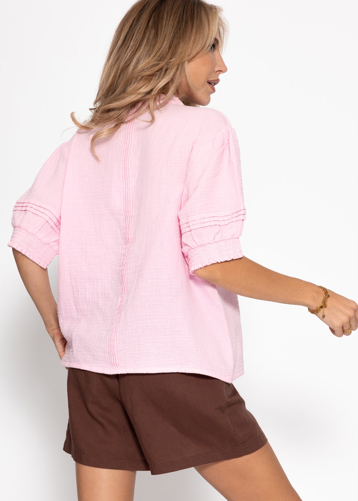 Short arm Musselin Blouse - pink